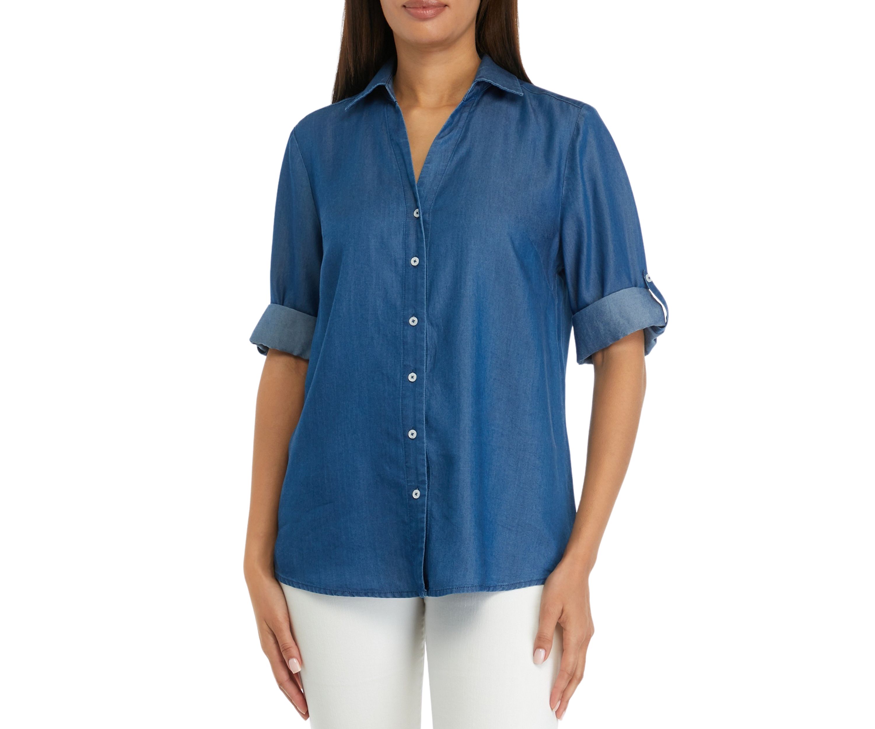Womens Roll Tab Button Up Shirt 