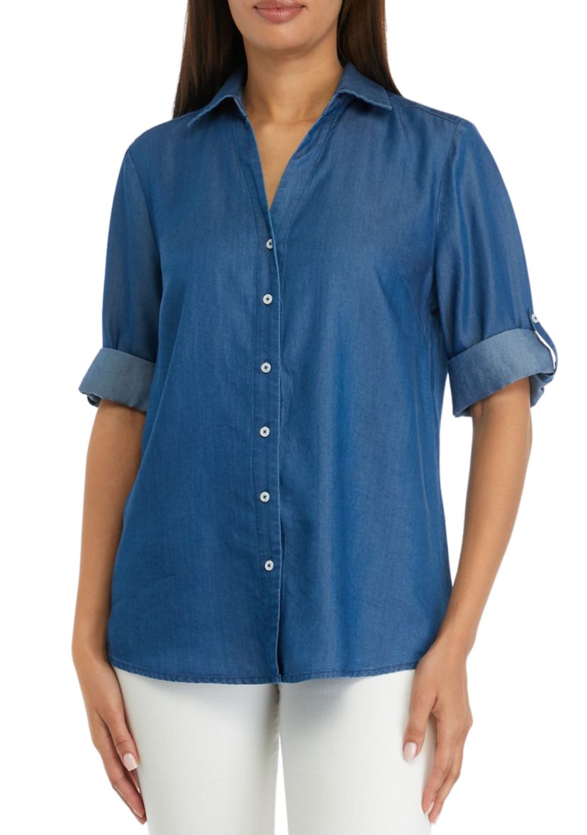 Womens Roll Tab Button Up Shirt 