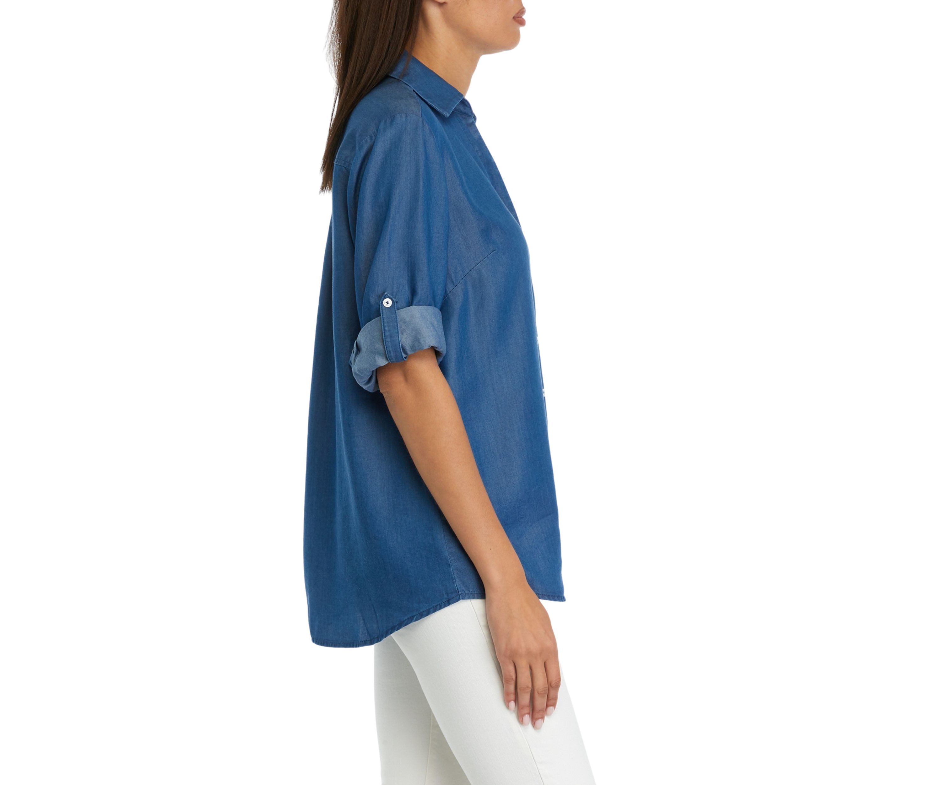 Womens Roll Tab Button Up Shirt 