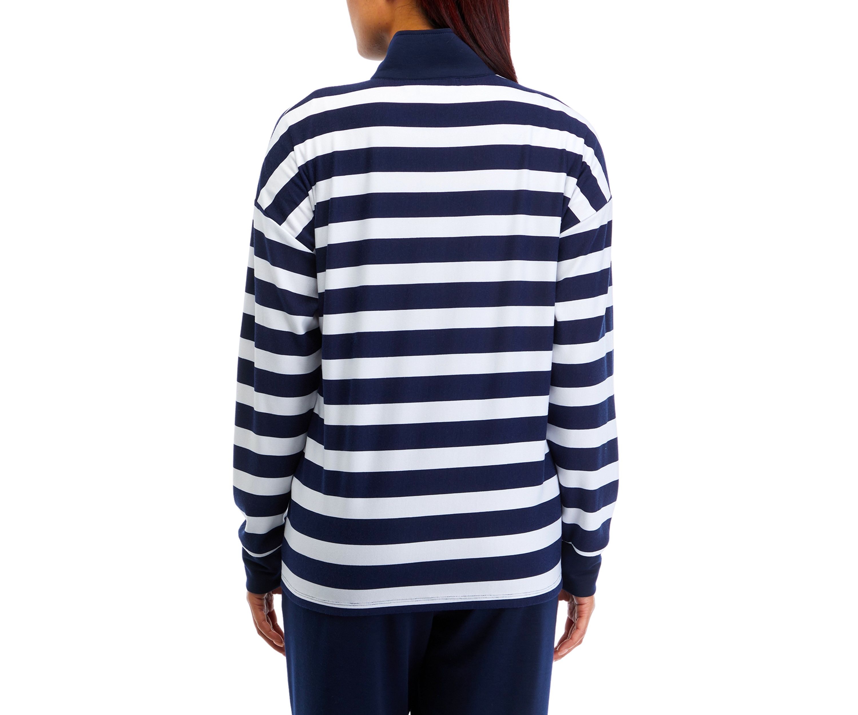 Womens 1/4 Zip Stripe Pullover