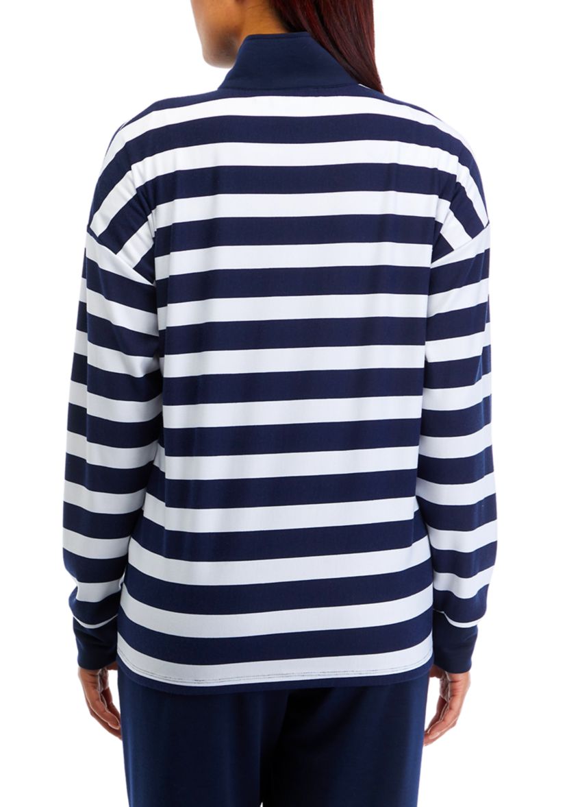 Womens 1/4 Zip Stripe Pullover