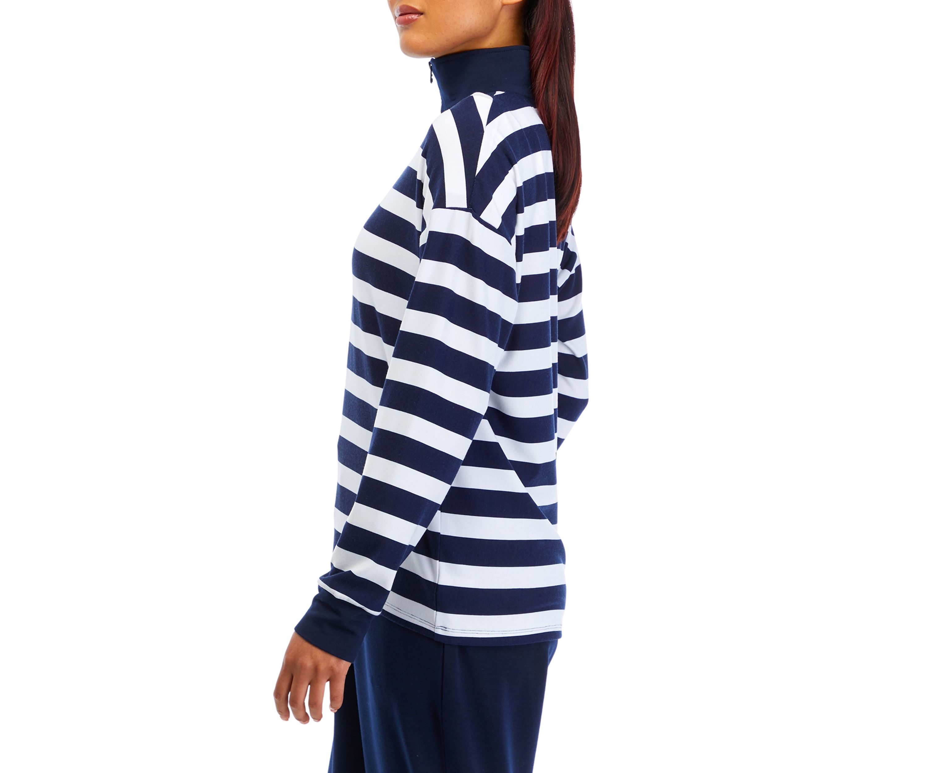 Womens 1/4 Zip Stripe Pullover