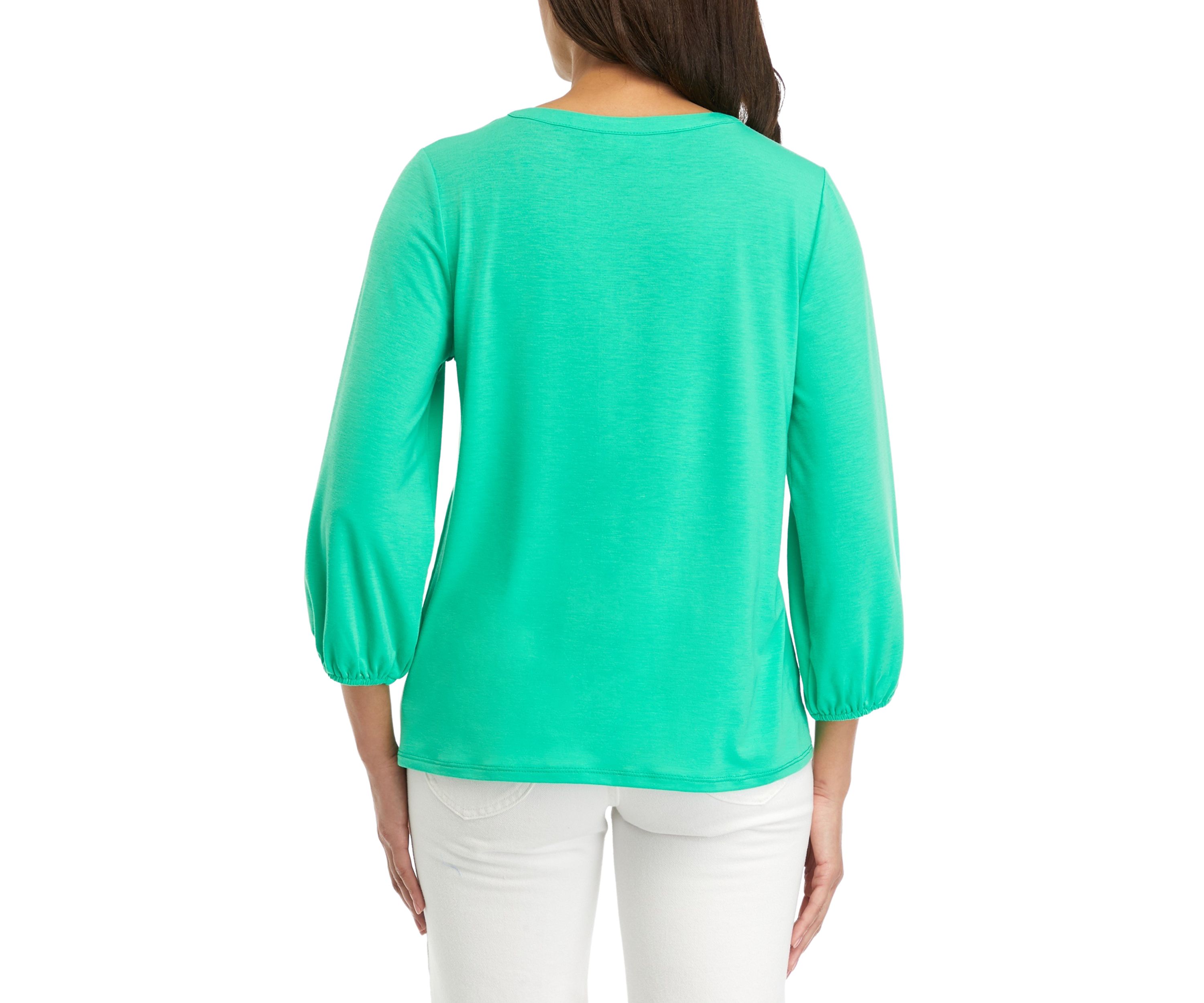 Womens Ruffle Trim Henley Top