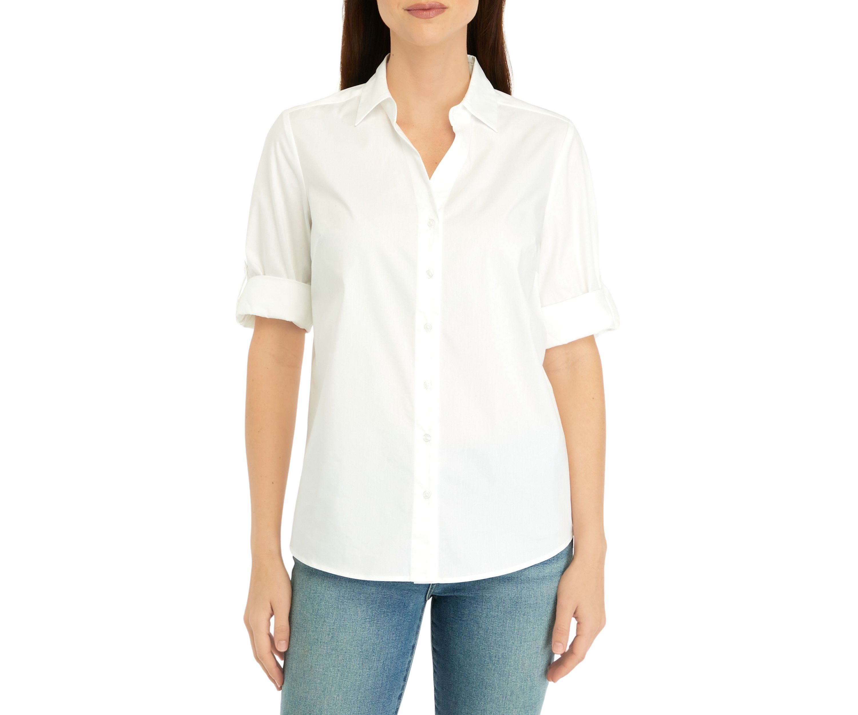 Womens Roll Tab Button Front Shirt 