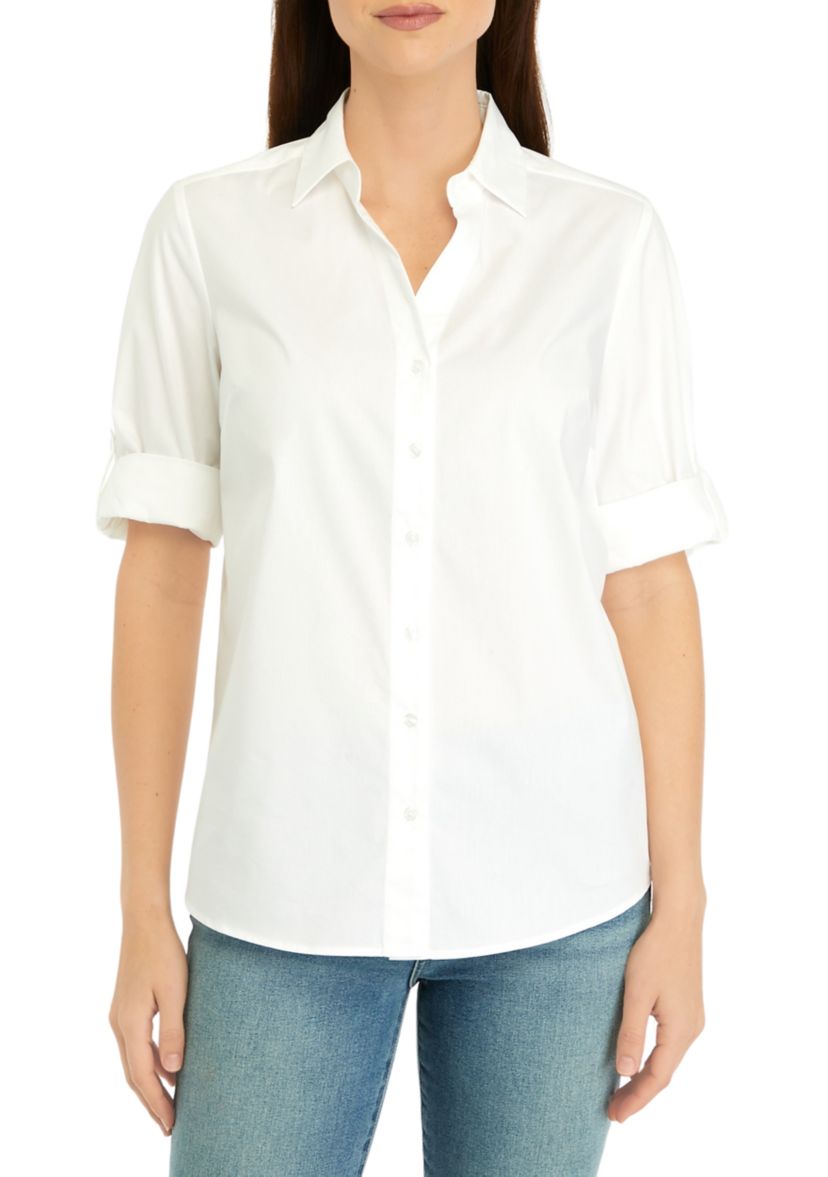 Womens Roll Tab Button Front Shirt 