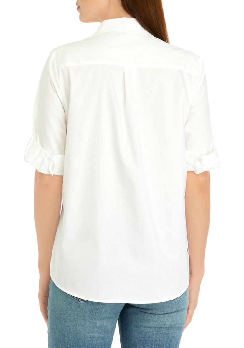 Womens Roll Tab Button Front Shirt 