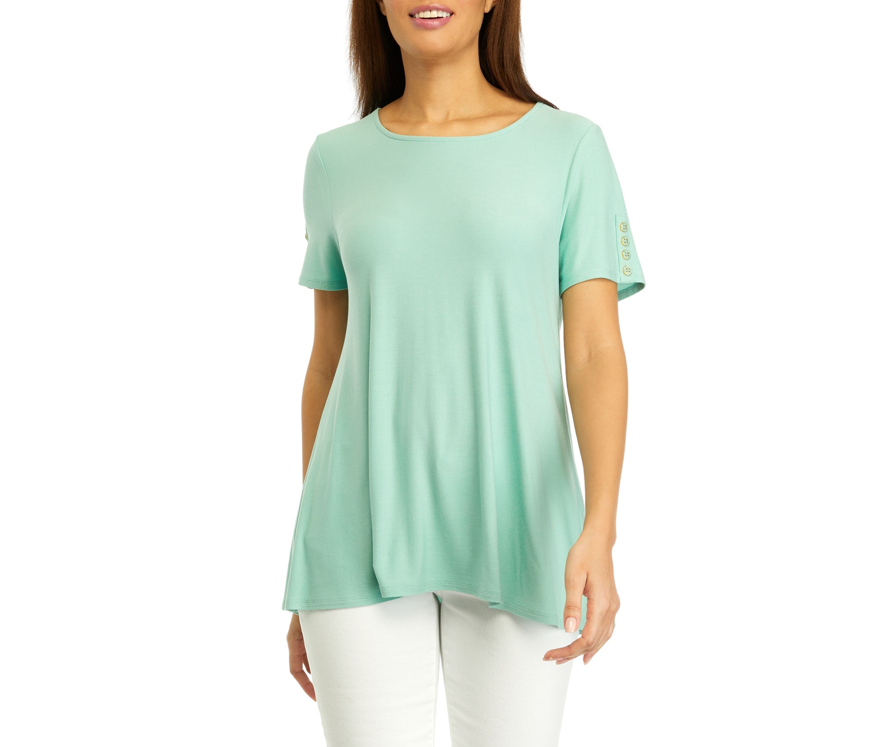 Womens Short Sleeve Button Tunic Top
