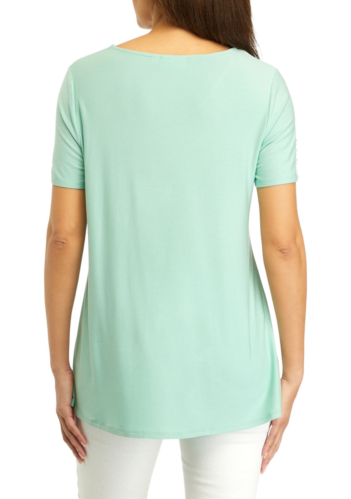 Womens Short Sleeve Button Tunic Top