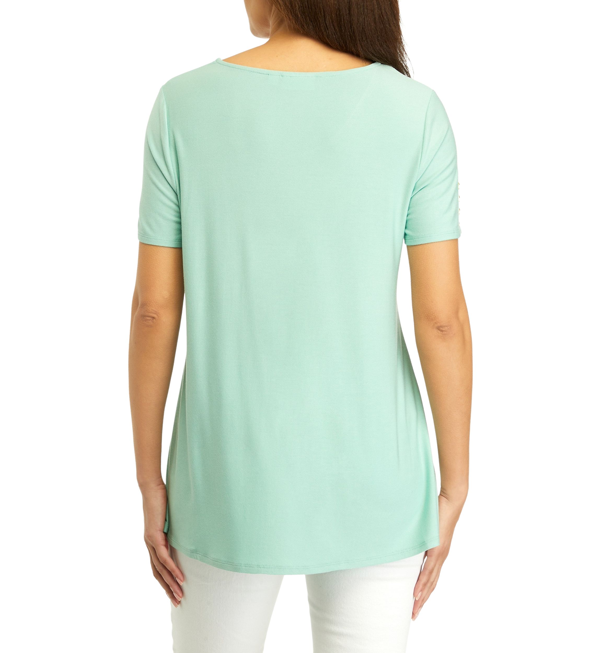 Womens Short Sleeve Button Tunic Top