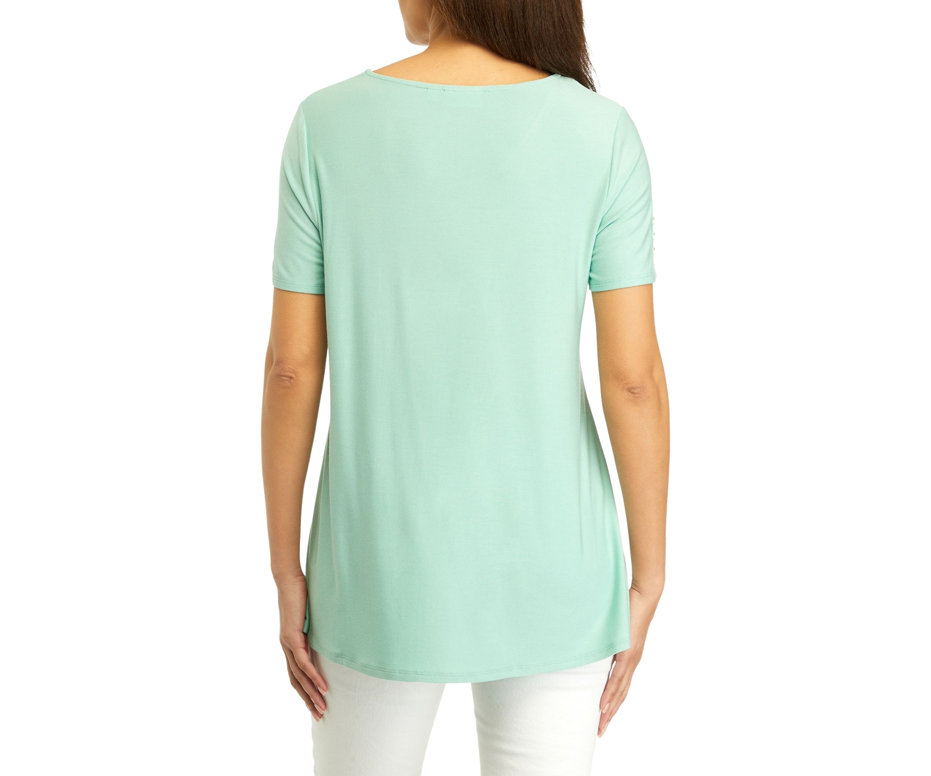 Womens Short Sleeve Button Tunic Top
