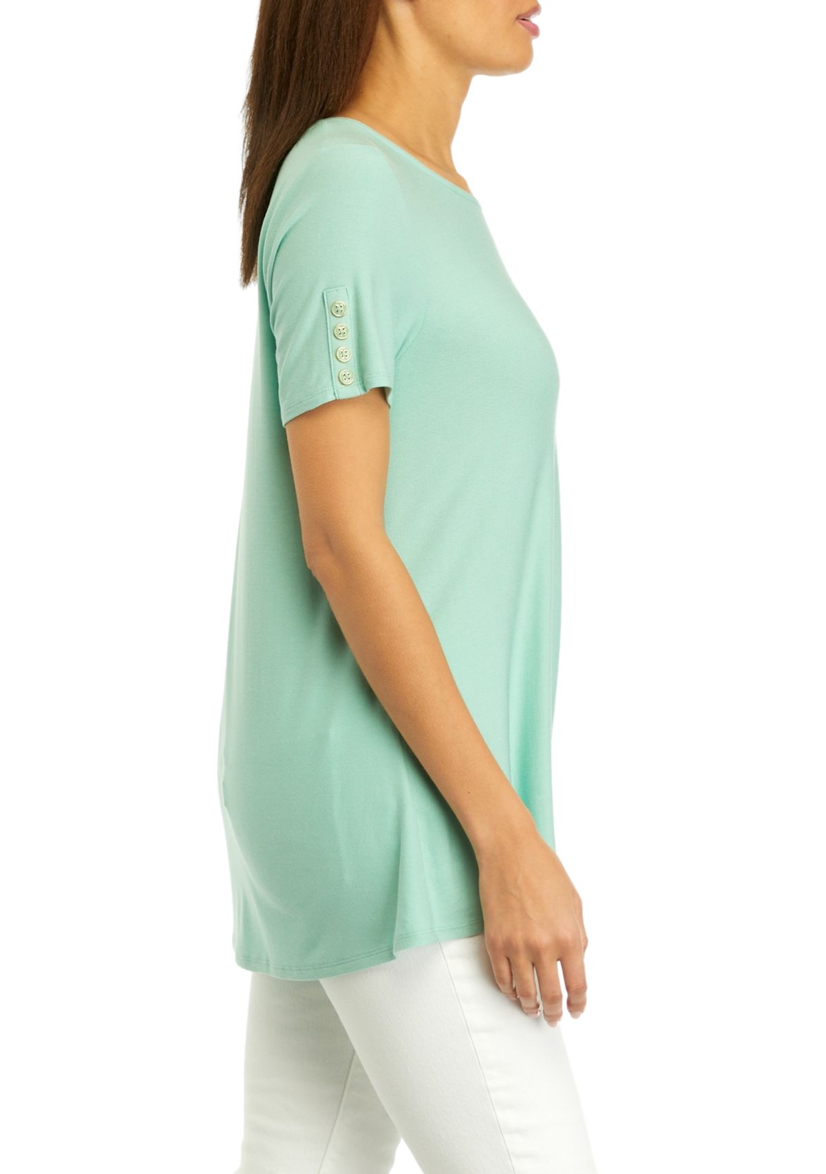 Womens Short Sleeve Button Tunic Top