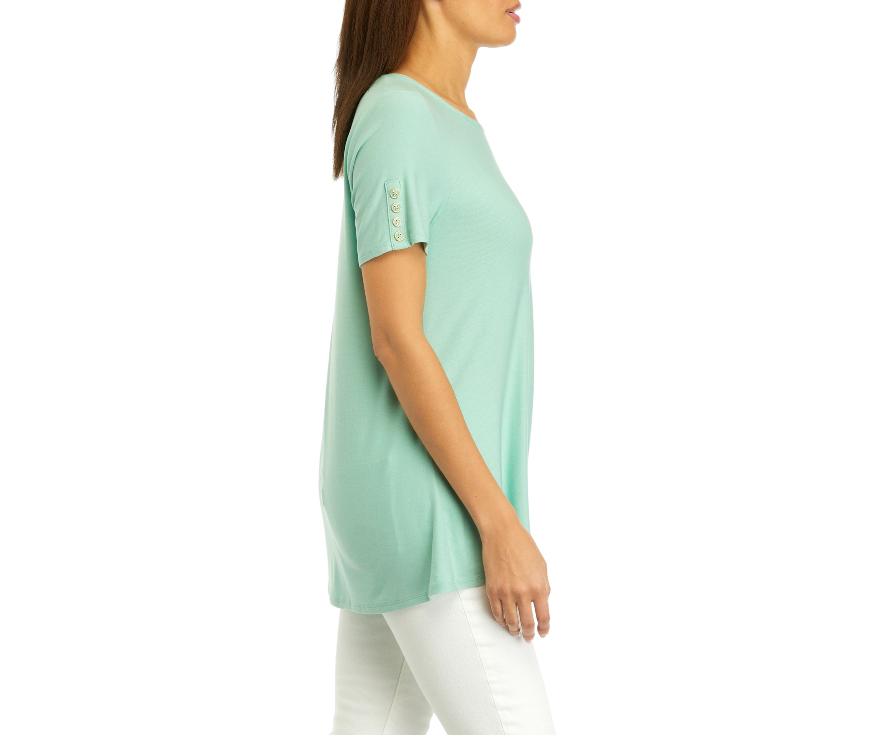 Womens Short Sleeve Button Tunic Top