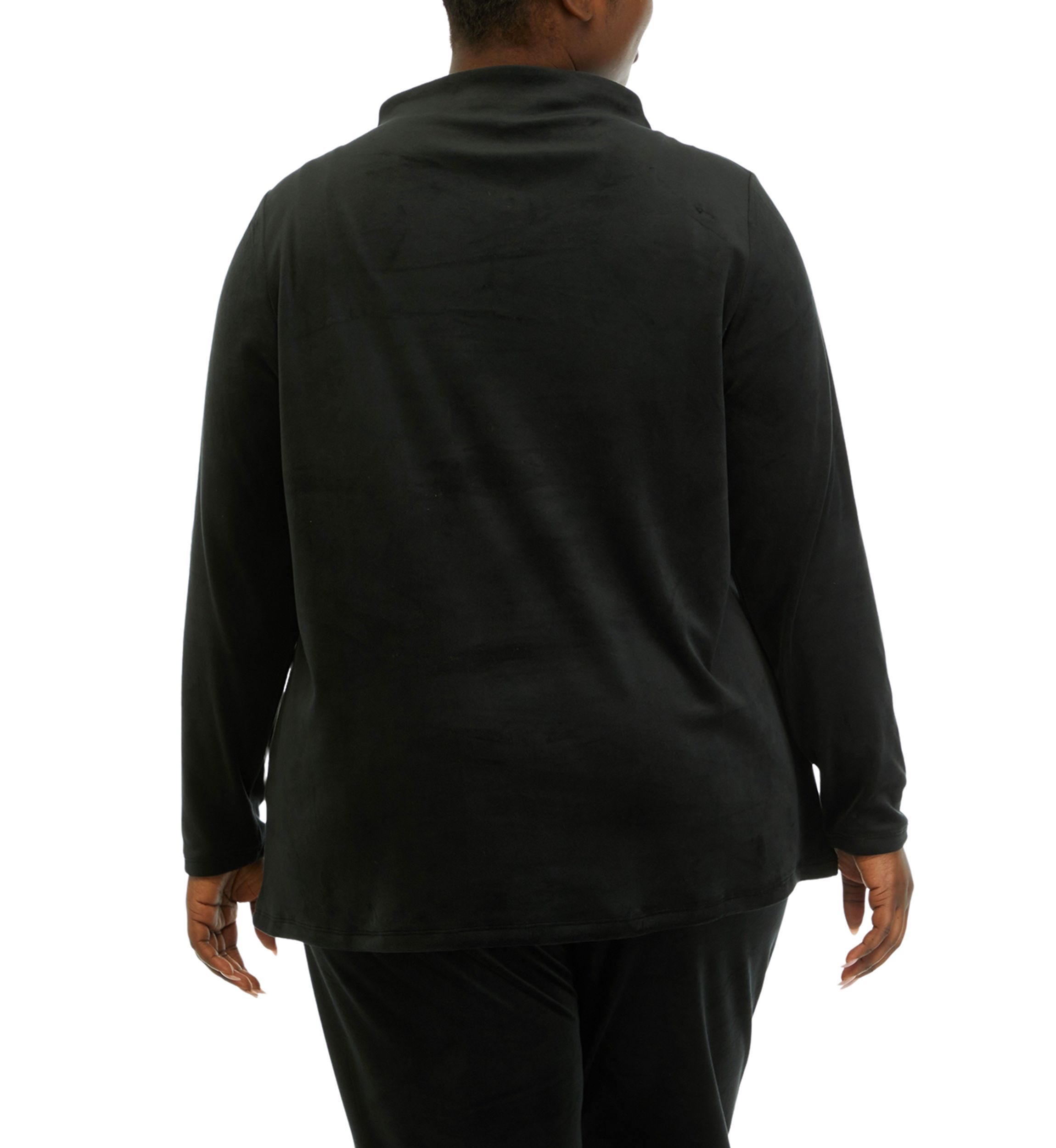 Plus Size Comfort Velour Wide Mock Neck Pullover