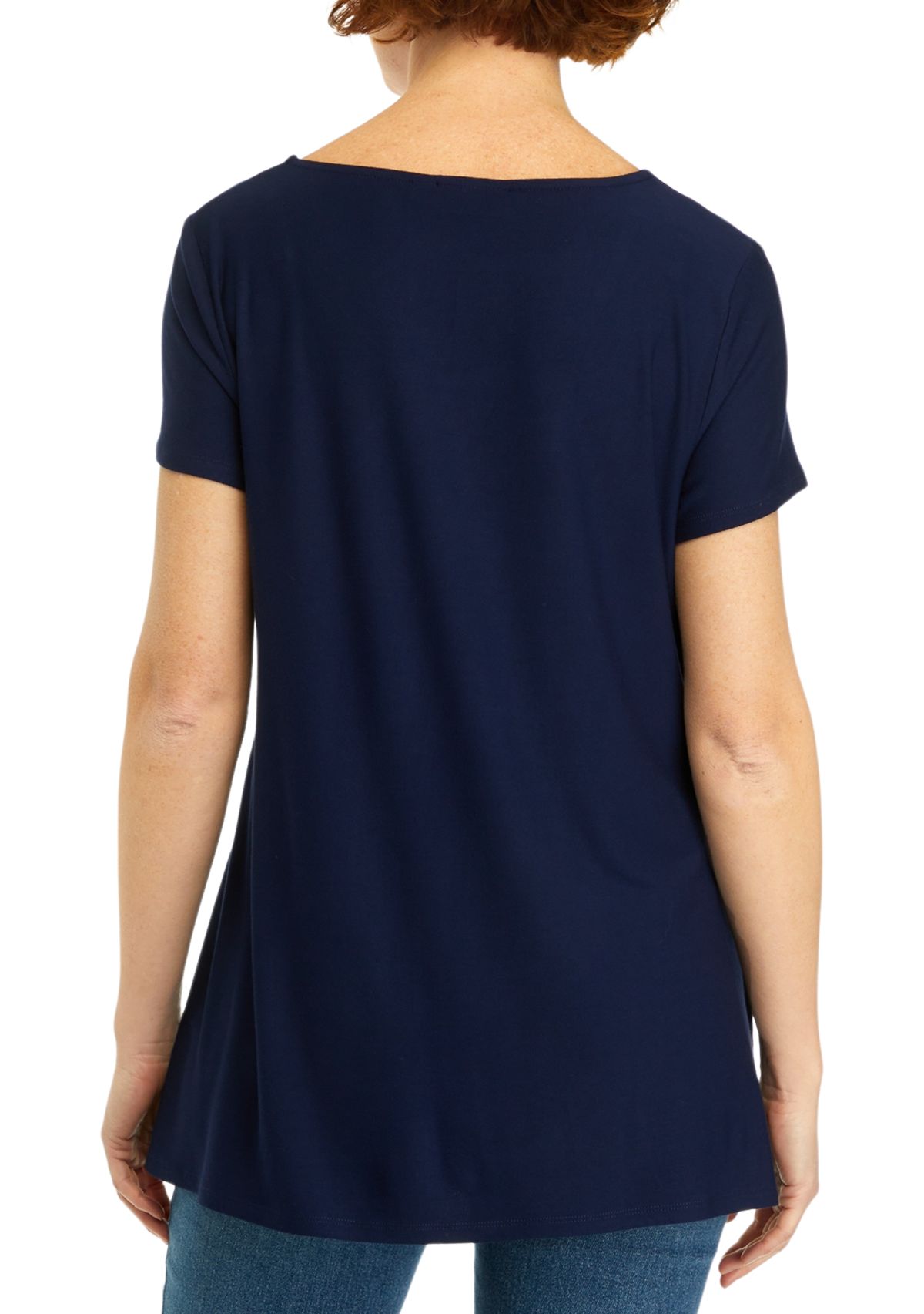 Womens Short Sleeve Side Button Tunic Top
