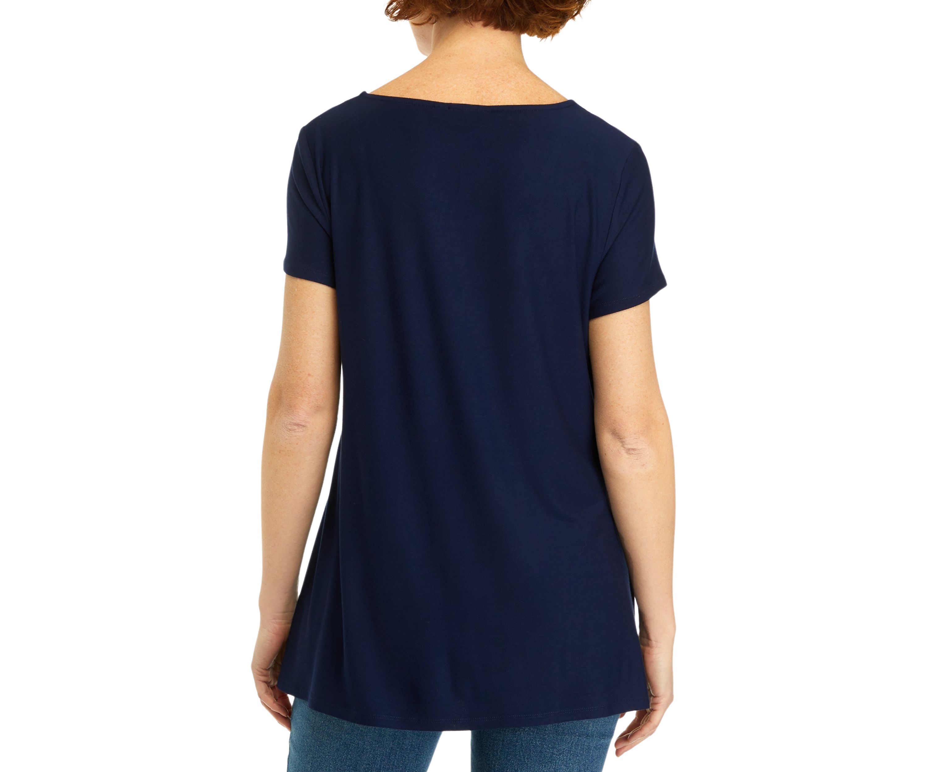 Womens Short Sleeve Side Button Tunic Top
