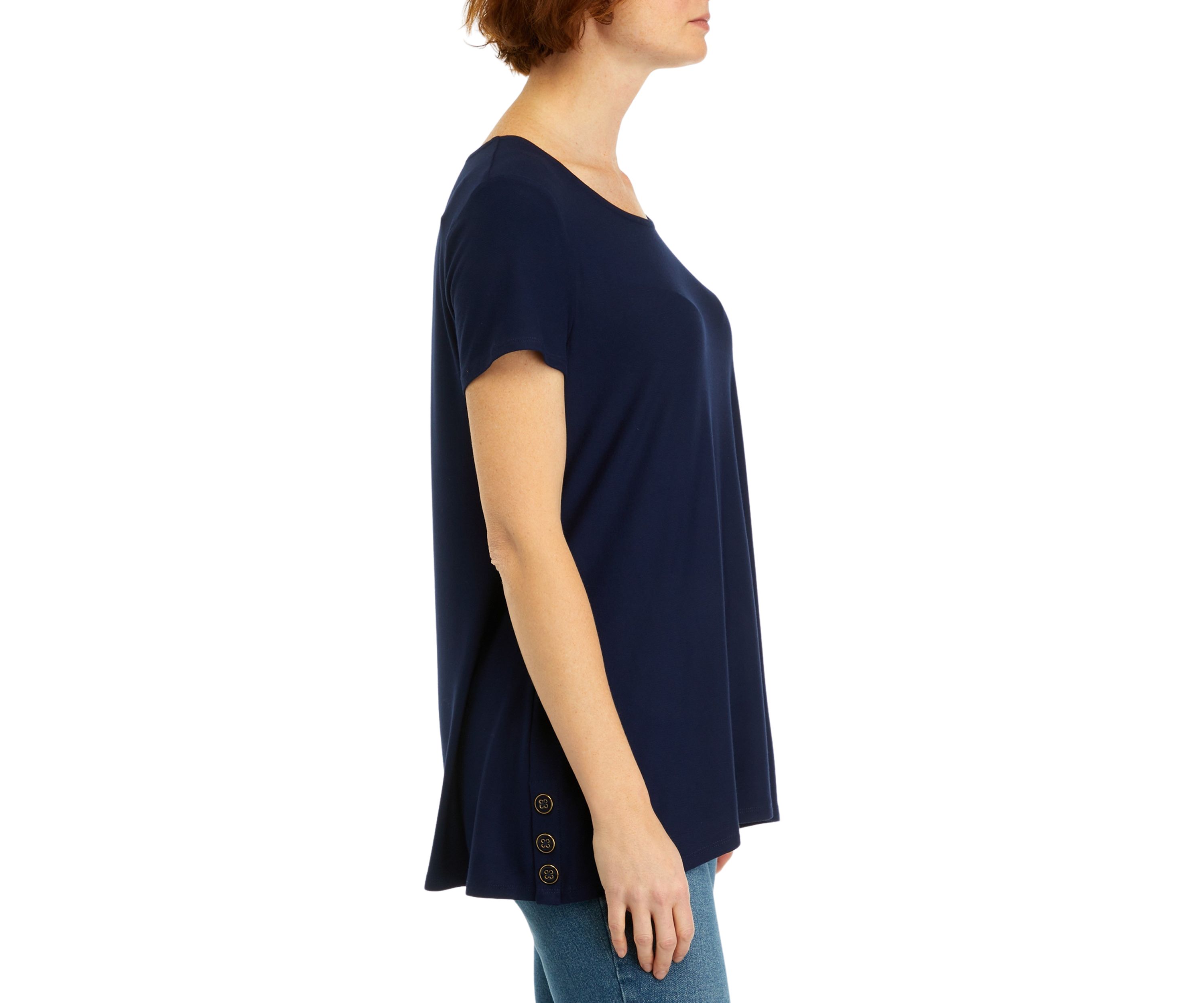 Womens Short Sleeve Side Button Tunic Top