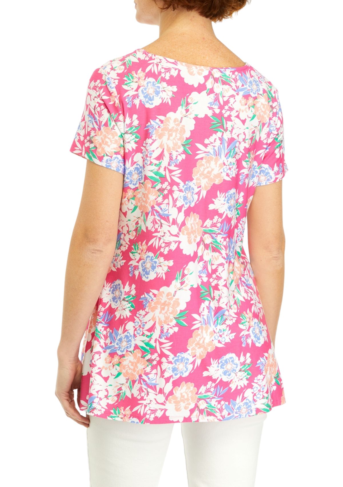 Womens Short Sleeve Side Button Tunic Top