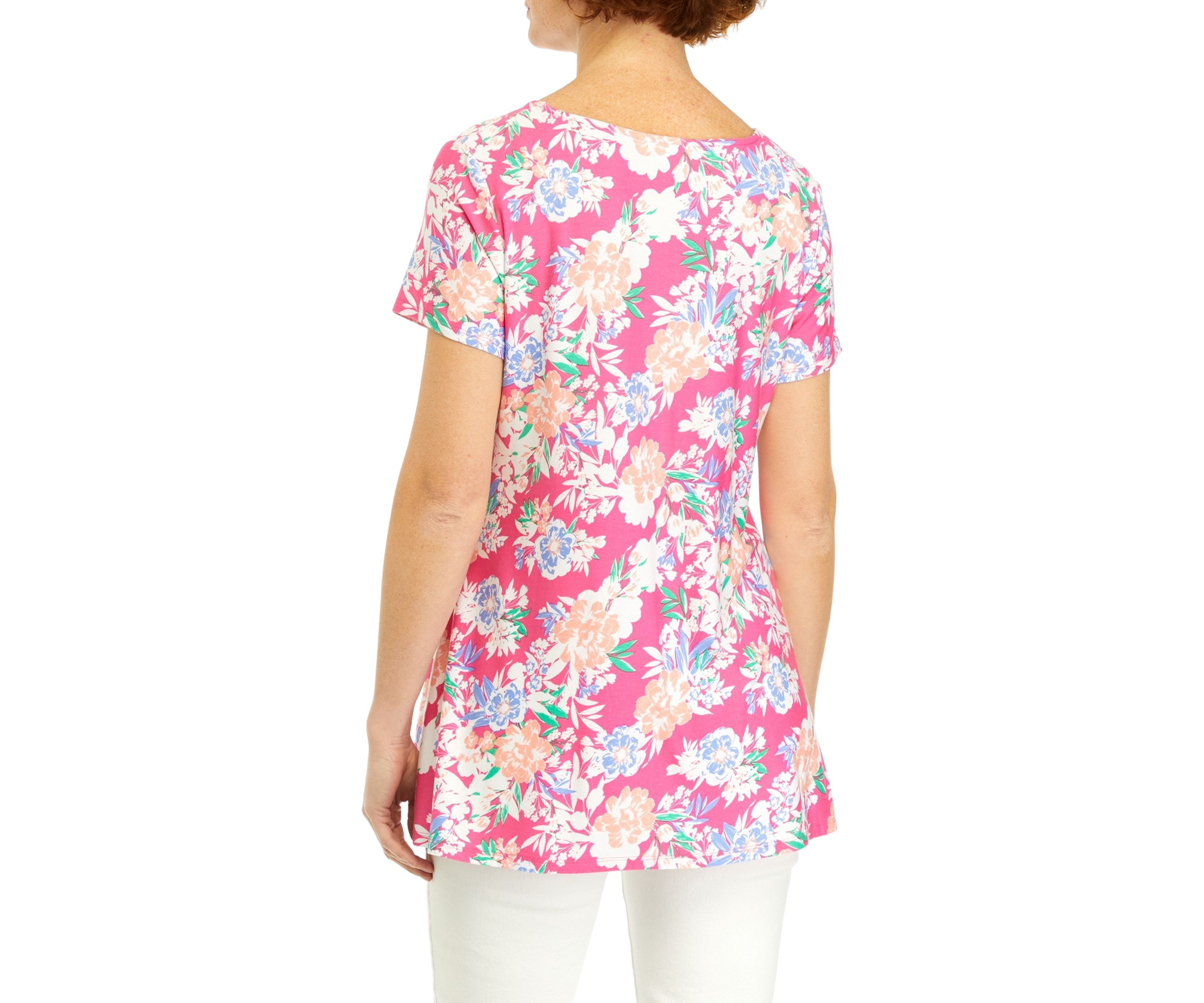 Womens Short Sleeve Side Button Tunic Top