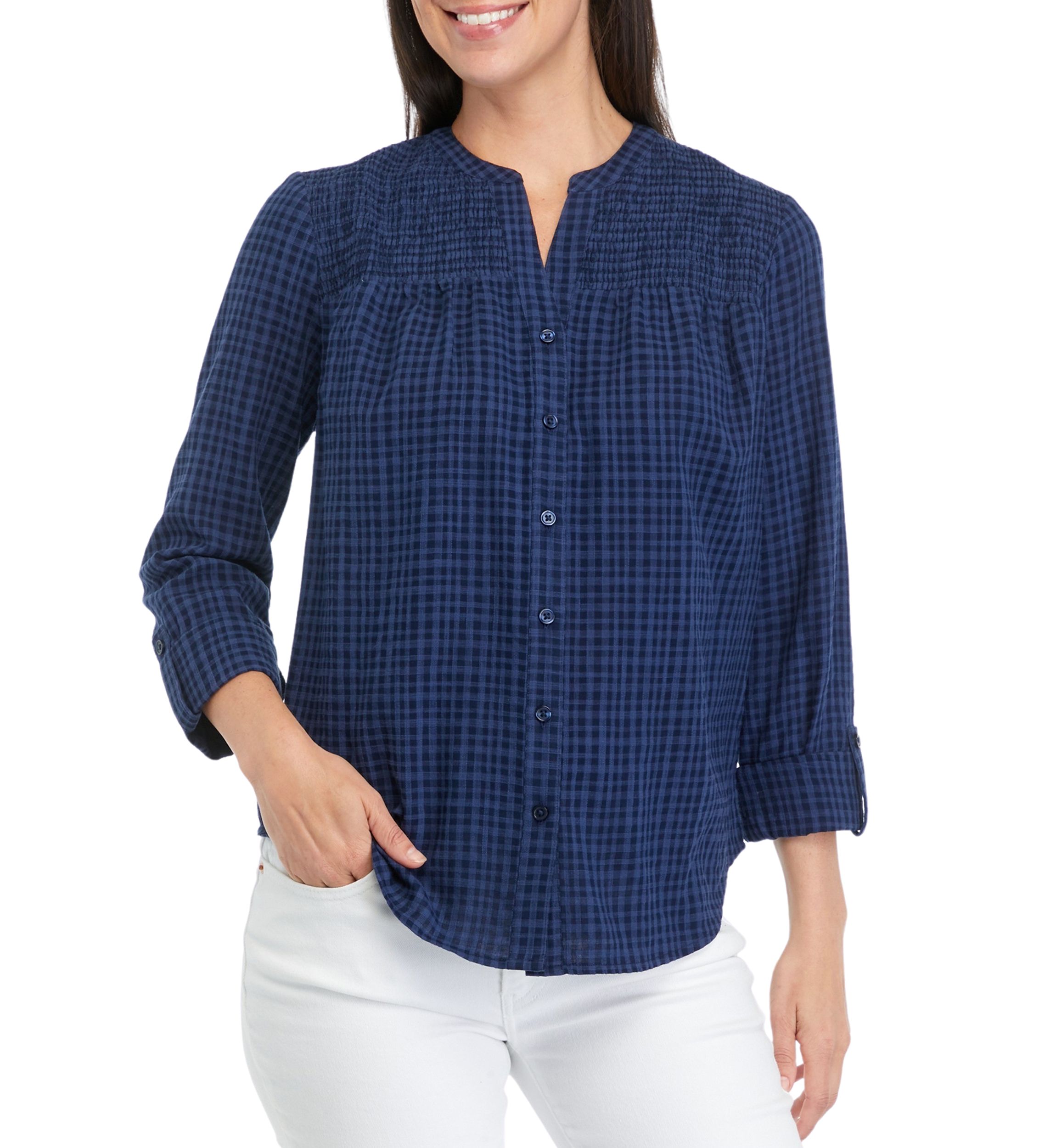 Womens Smoke Yoke 3/4 Sleeve Shirt
