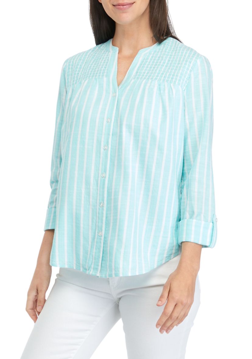 Womens Smock Yoke Striped Shirt