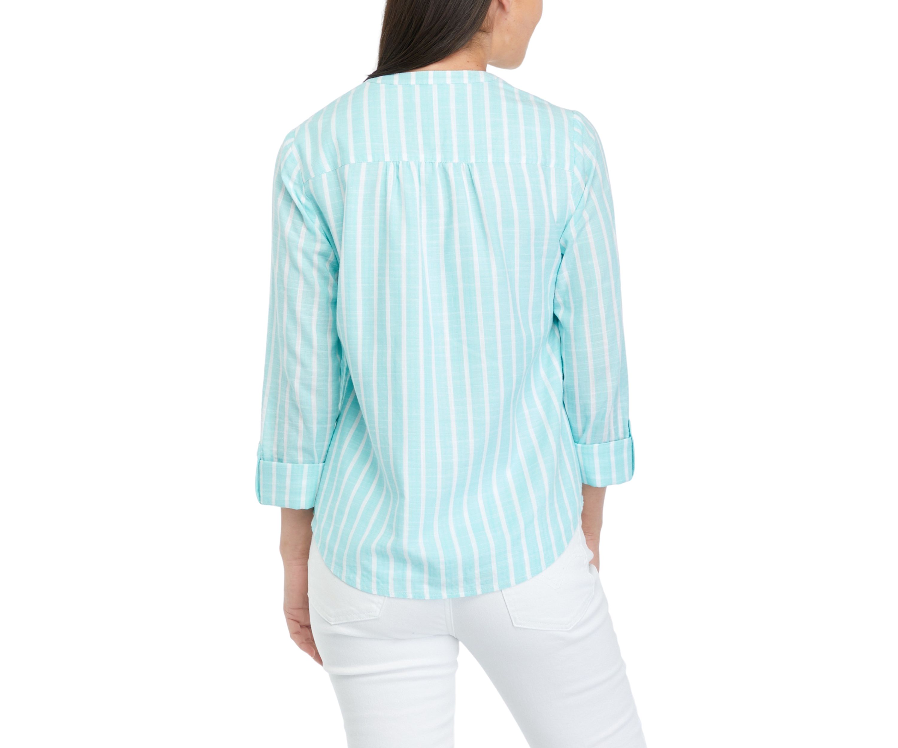 Womens Smock Yoke Striped Shirt