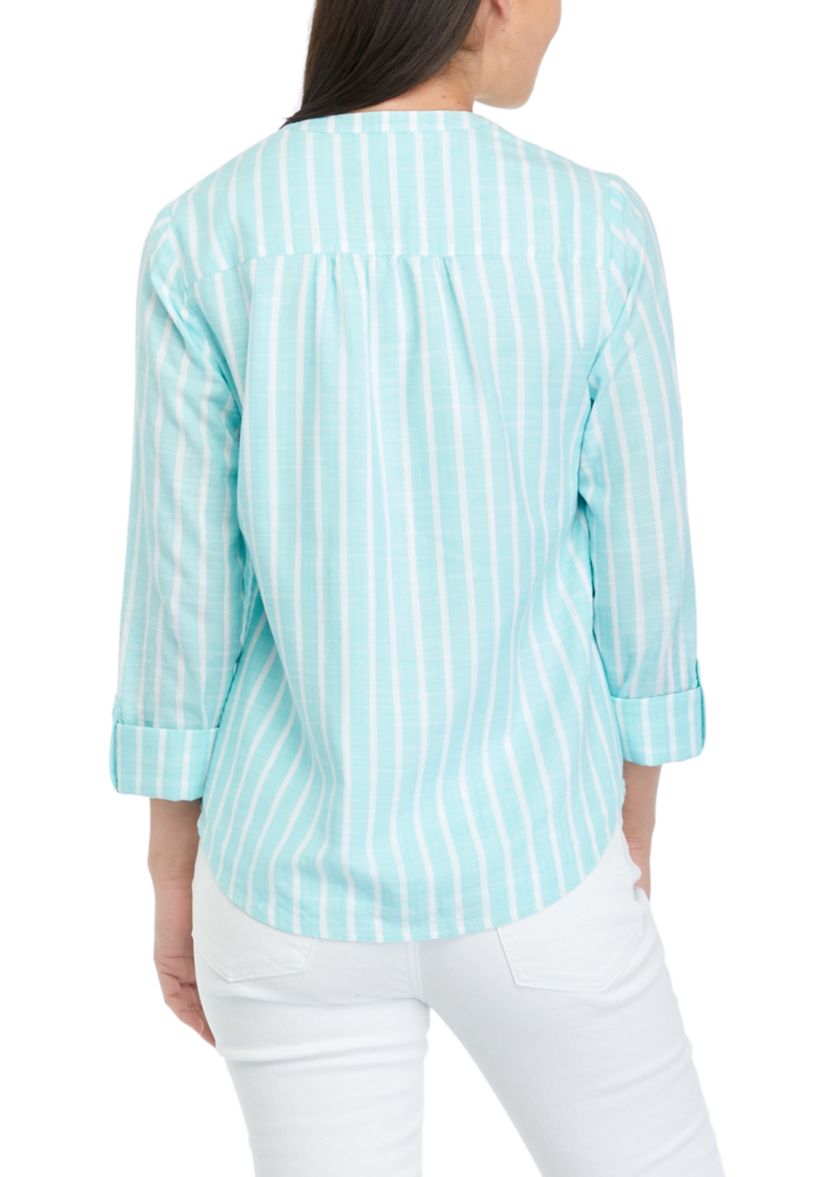 Womens Smock Yoke Striped Shirt
