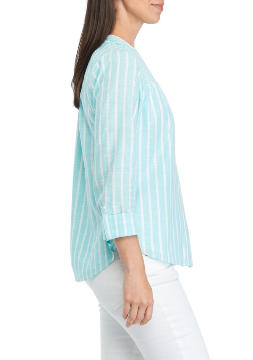 Womens Smock Yoke Striped Shirt