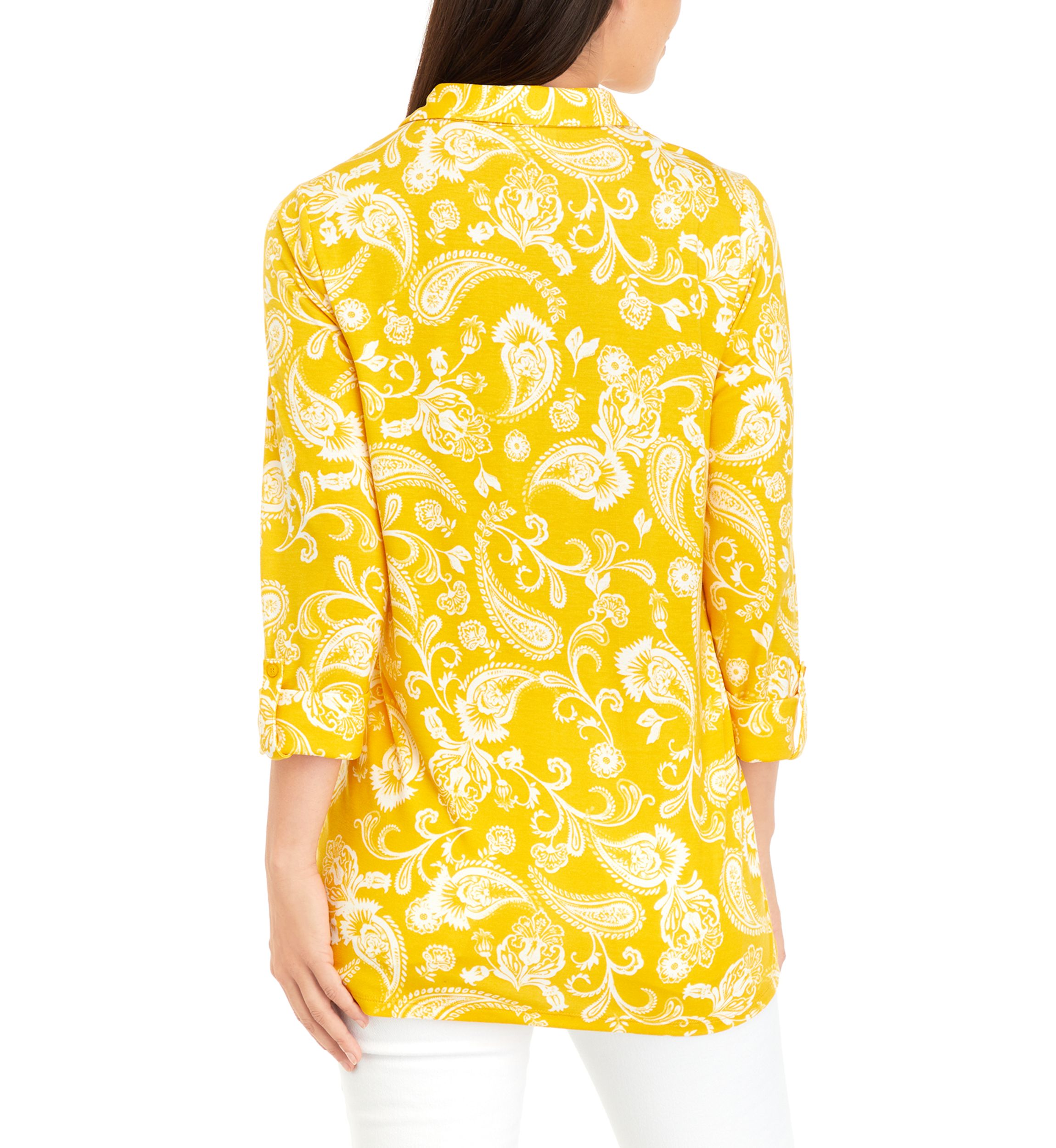 Womens Knit Utility Printed Top