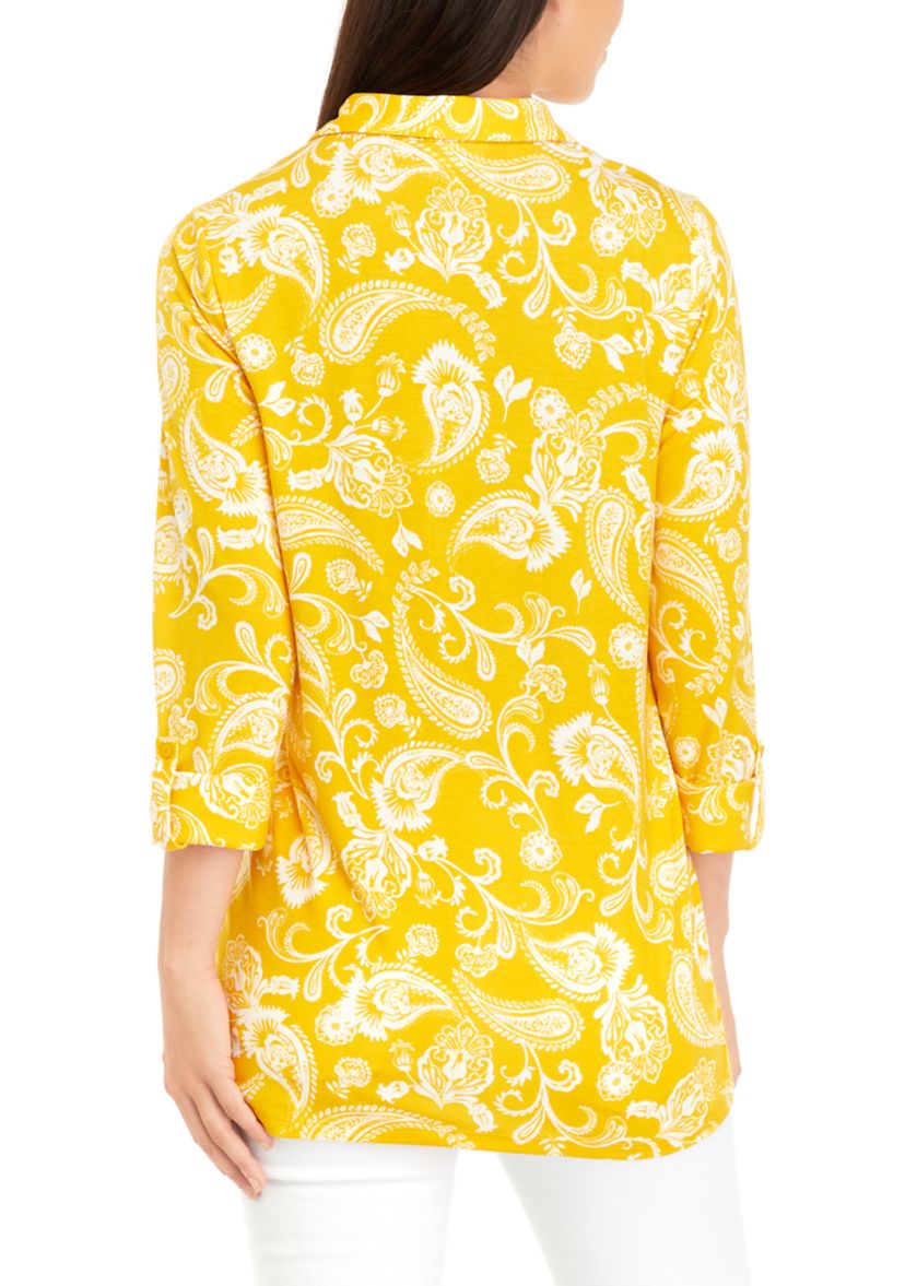Womens Knit Utility Printed Top