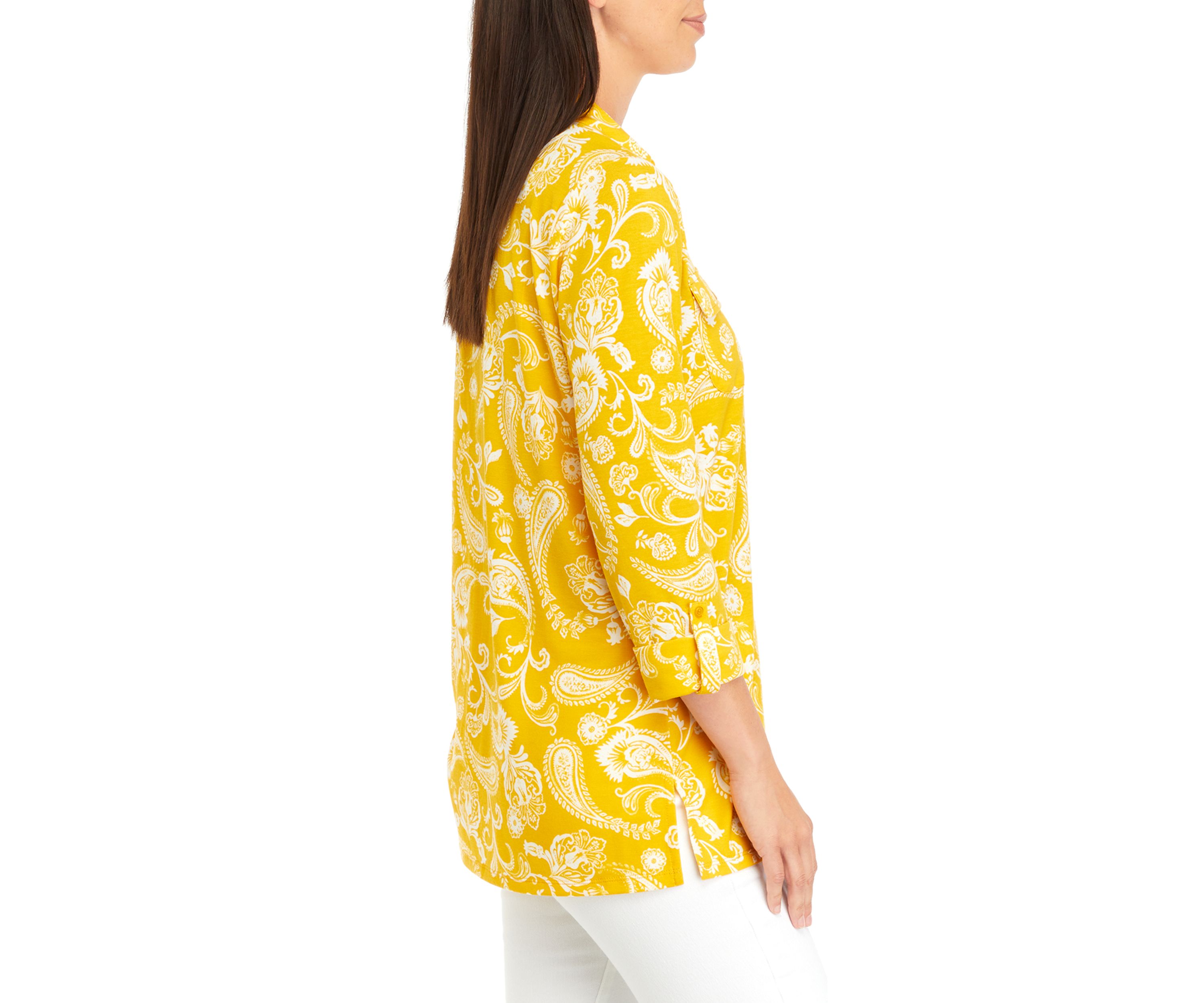 Womens Knit Utility Printed Top