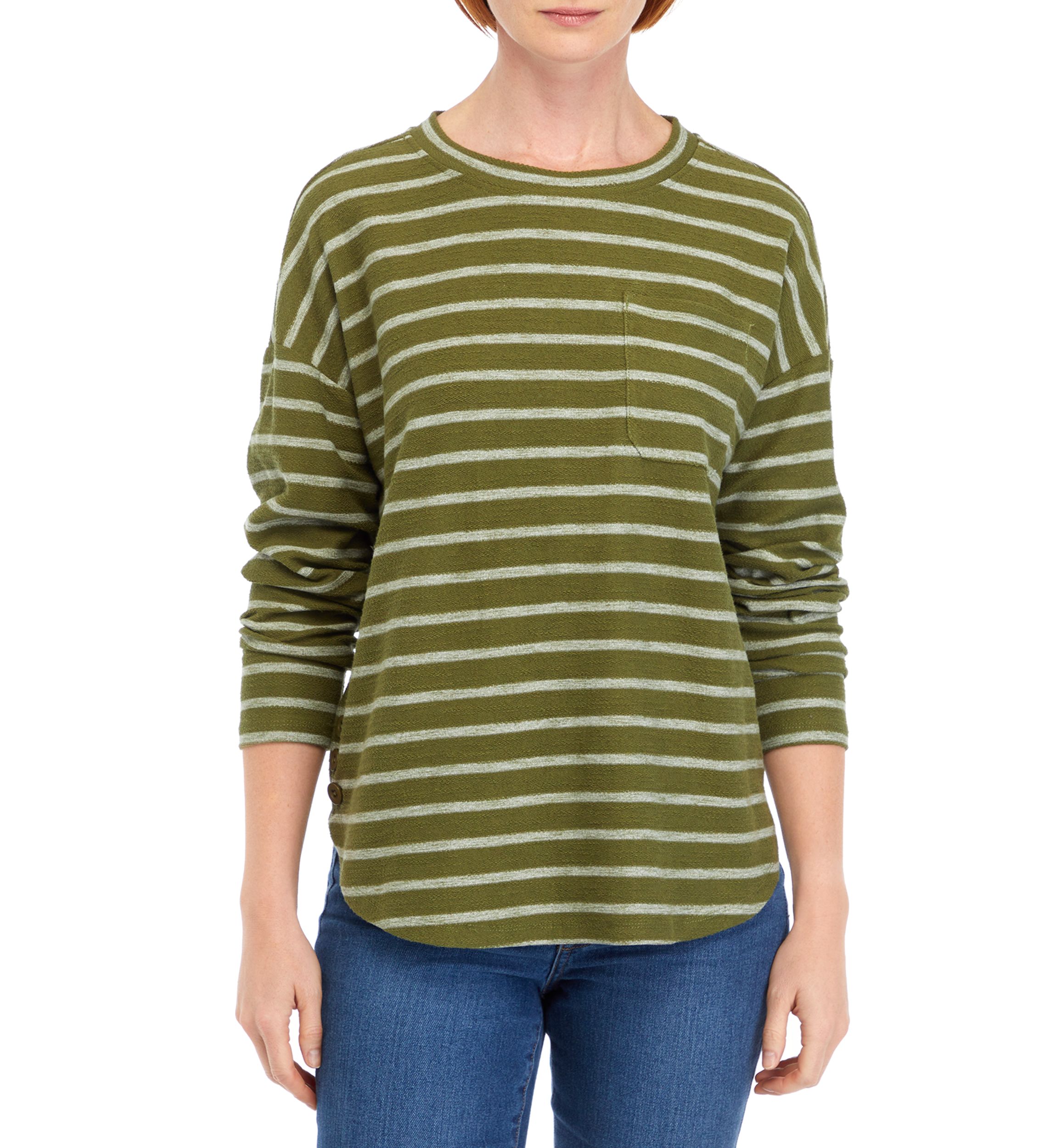 Womens Long Sleeve Chest Pocket Printed T-Shirt
