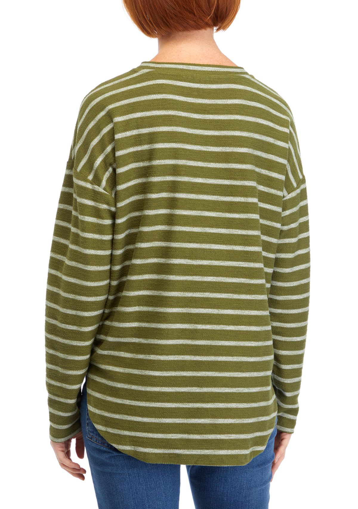 Womens Long Sleeve Chest Pocket Printed T-Shirt