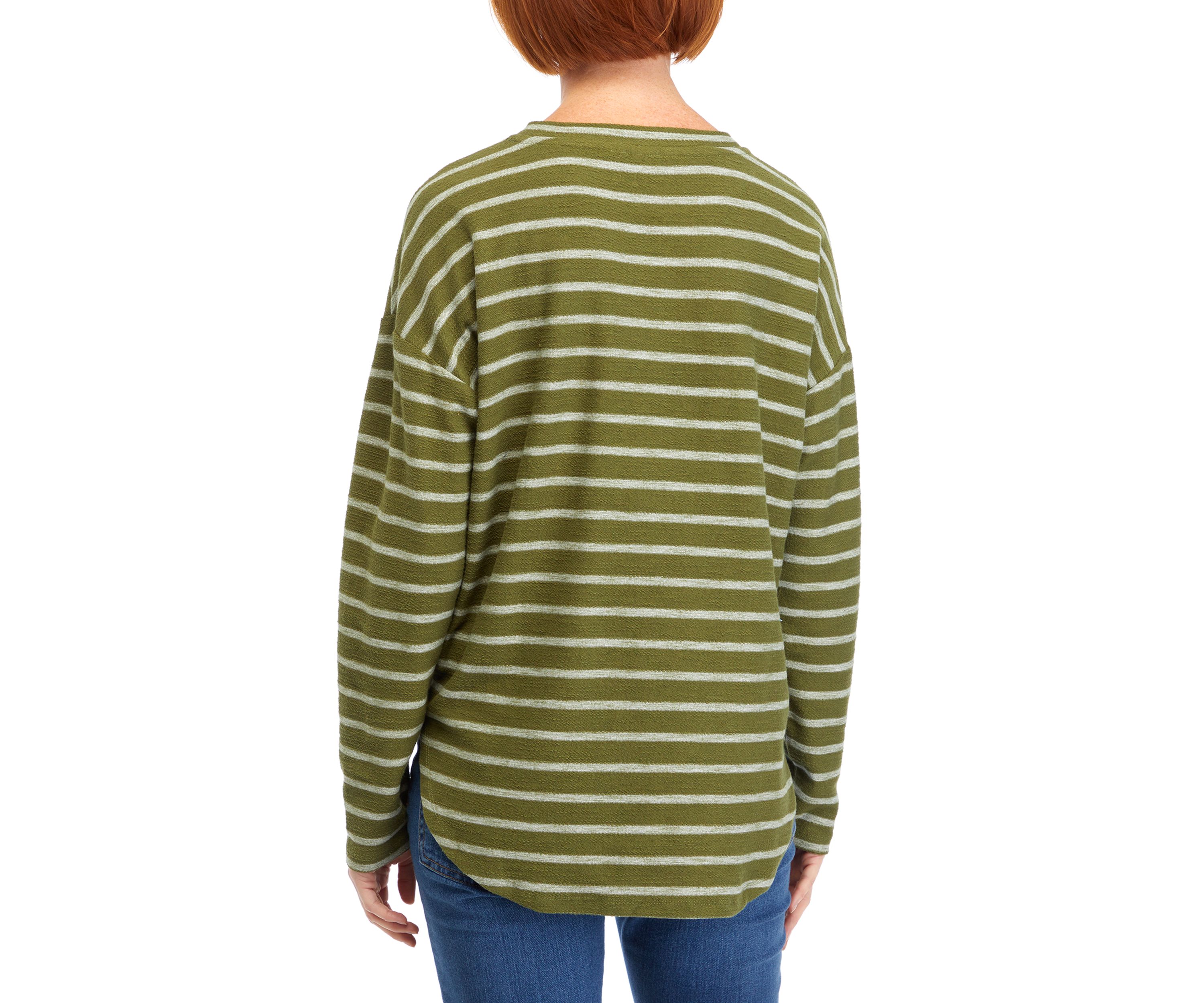 Womens Long Sleeve Chest Pocket Printed T-Shirt