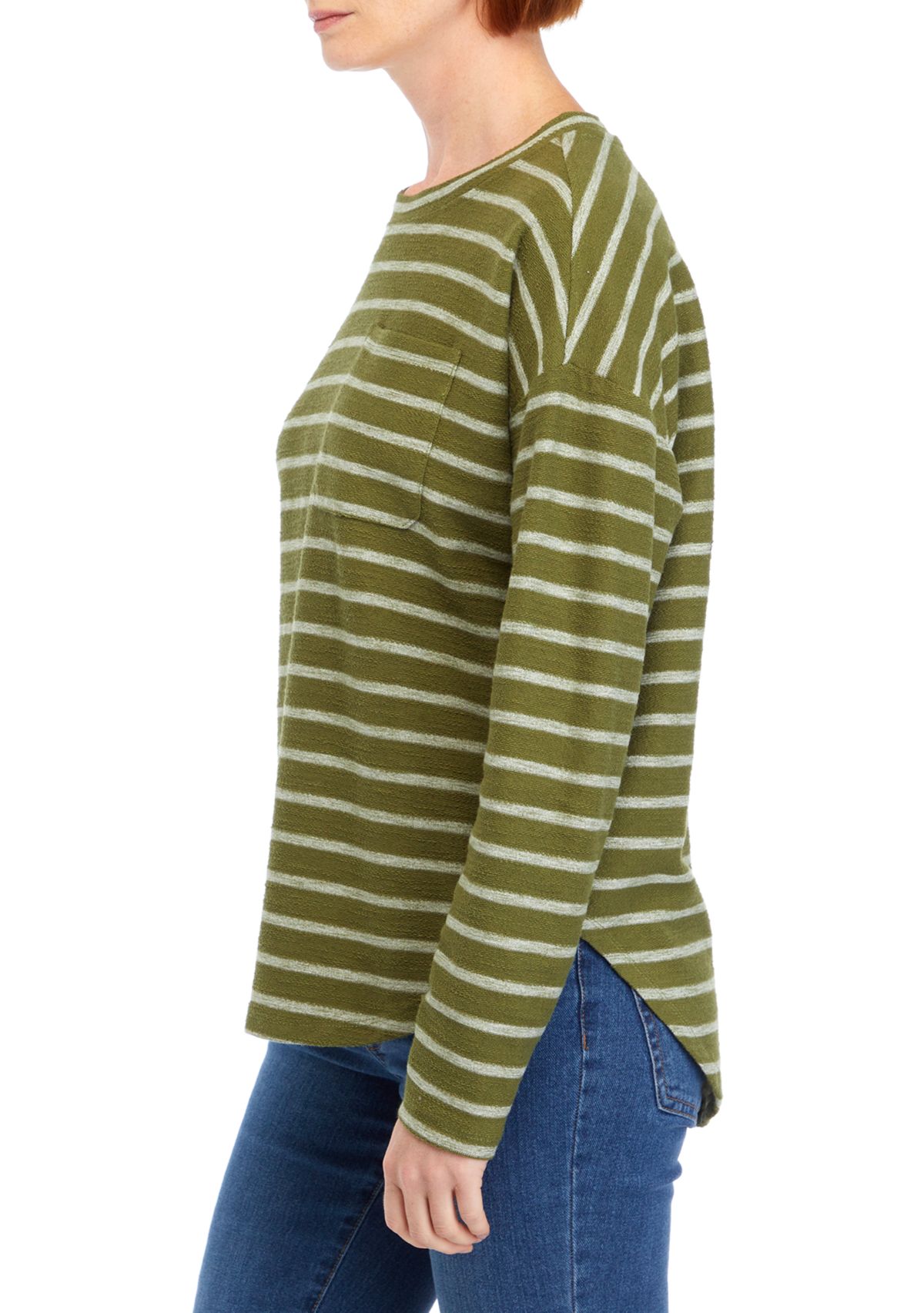 Womens Long Sleeve Chest Pocket Printed T-Shirt