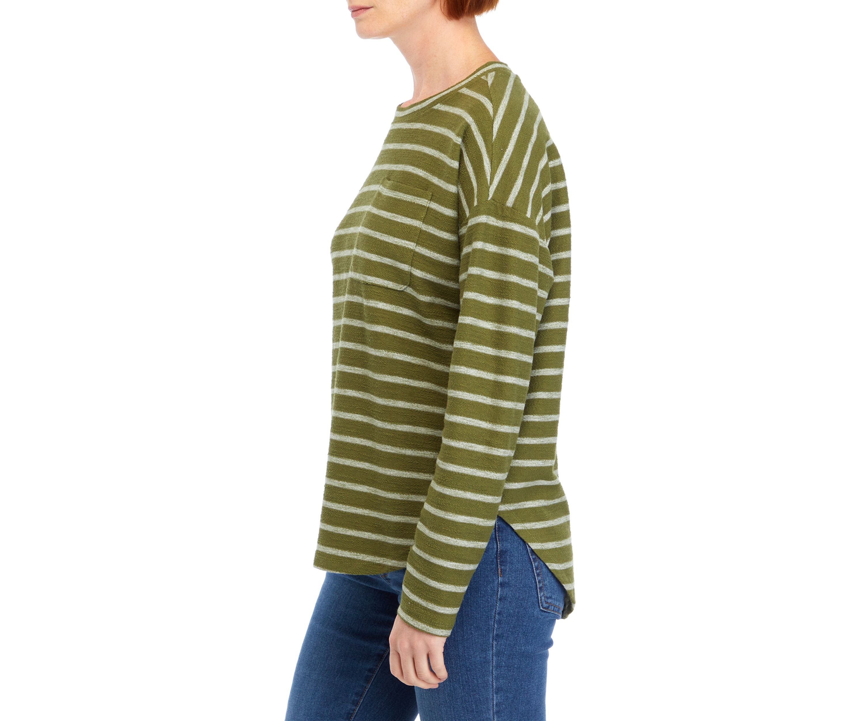 Womens Long Sleeve Chest Pocket Printed T-Shirt