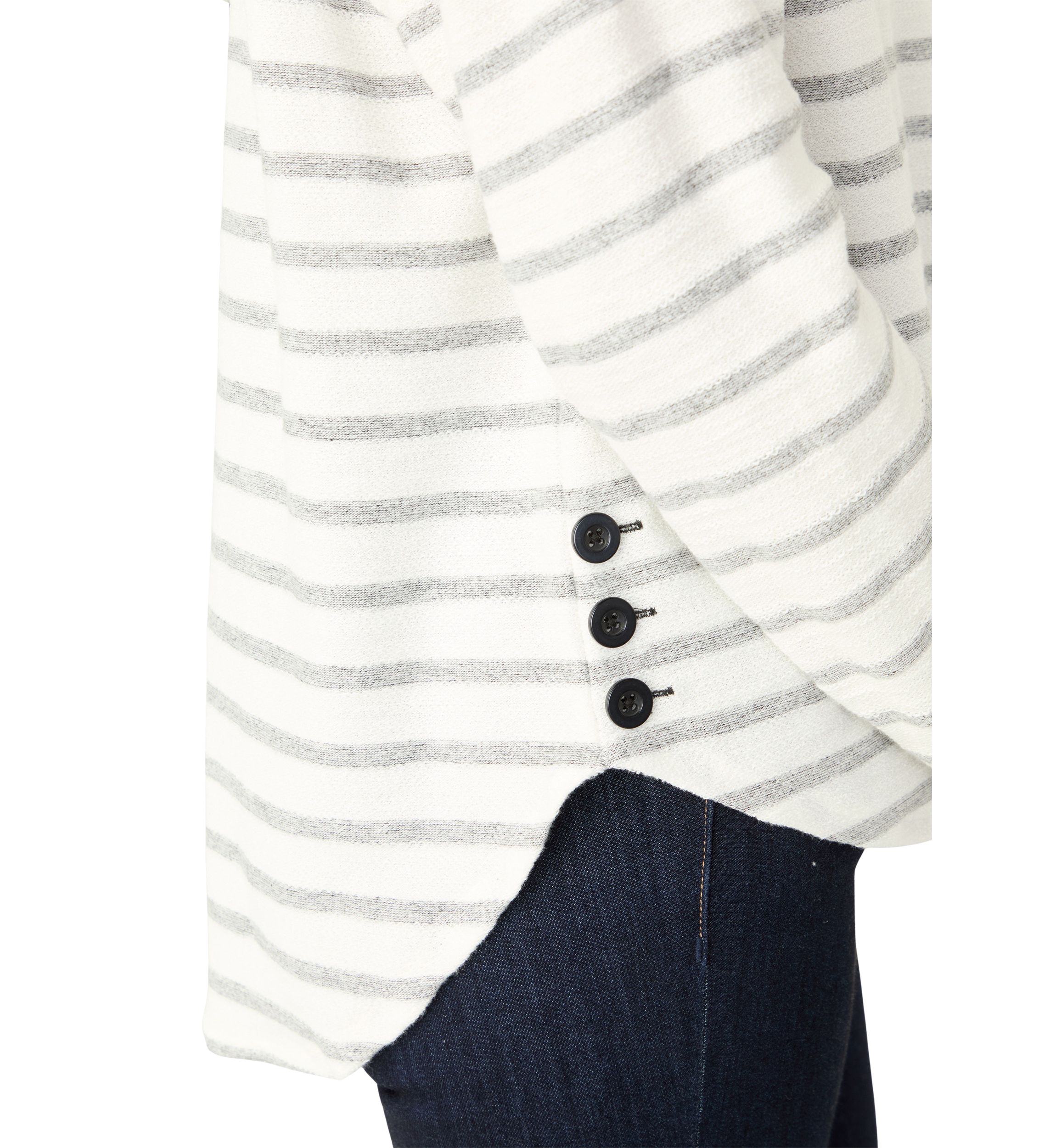 Petite Long Sleeve Crew Neck Top with Side Buttons
