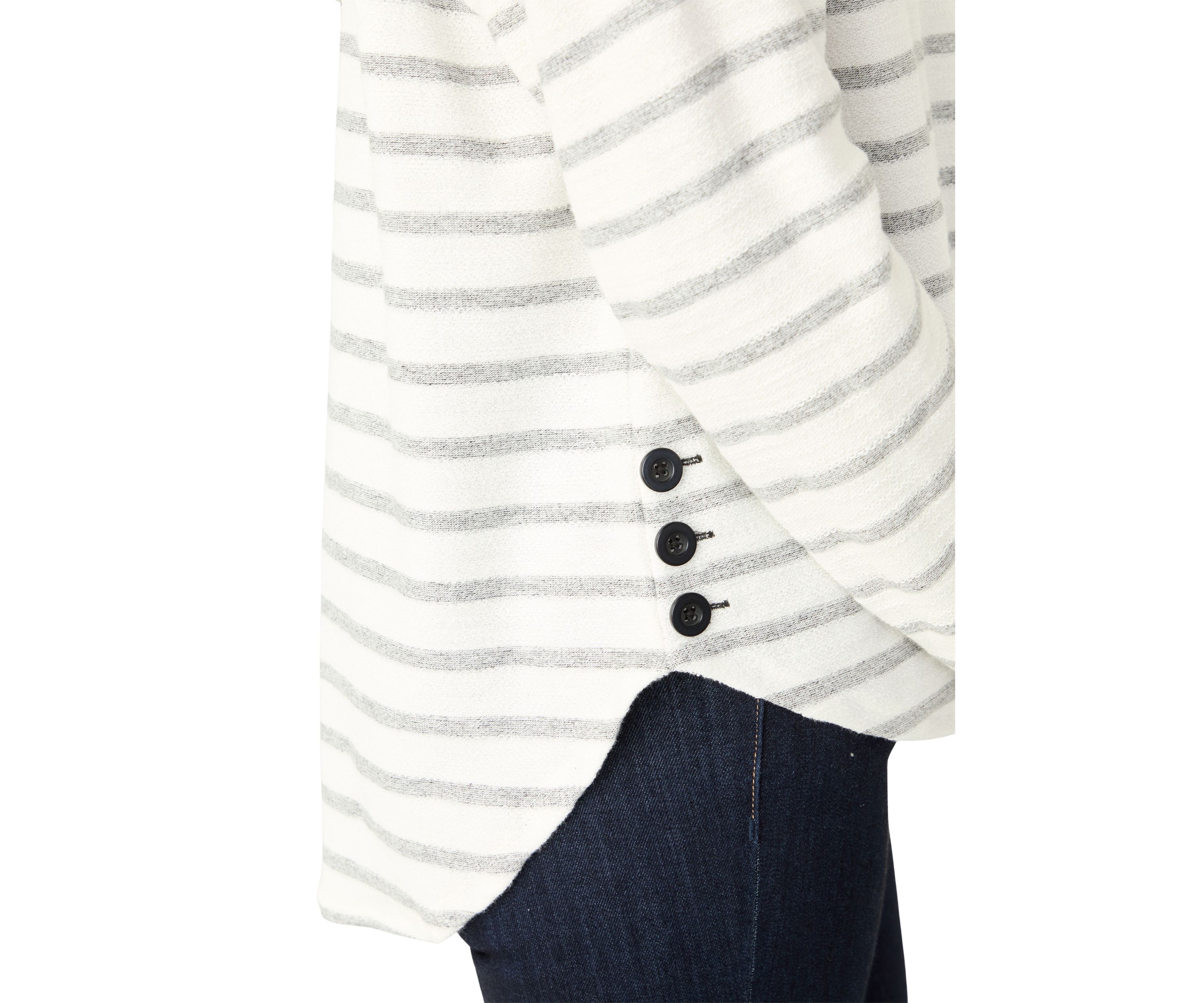 Petite Long Sleeve Crew Neck Top with Side Buttons