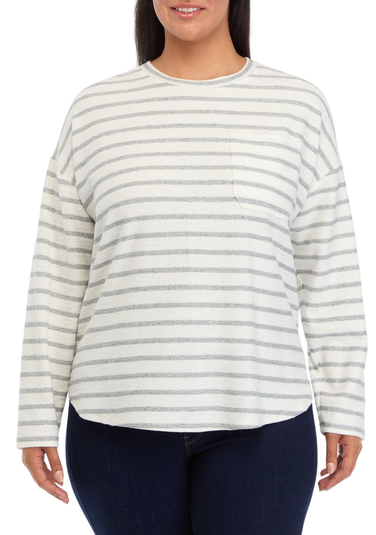 Plus Size Drop Shoulder Striped Shirt 