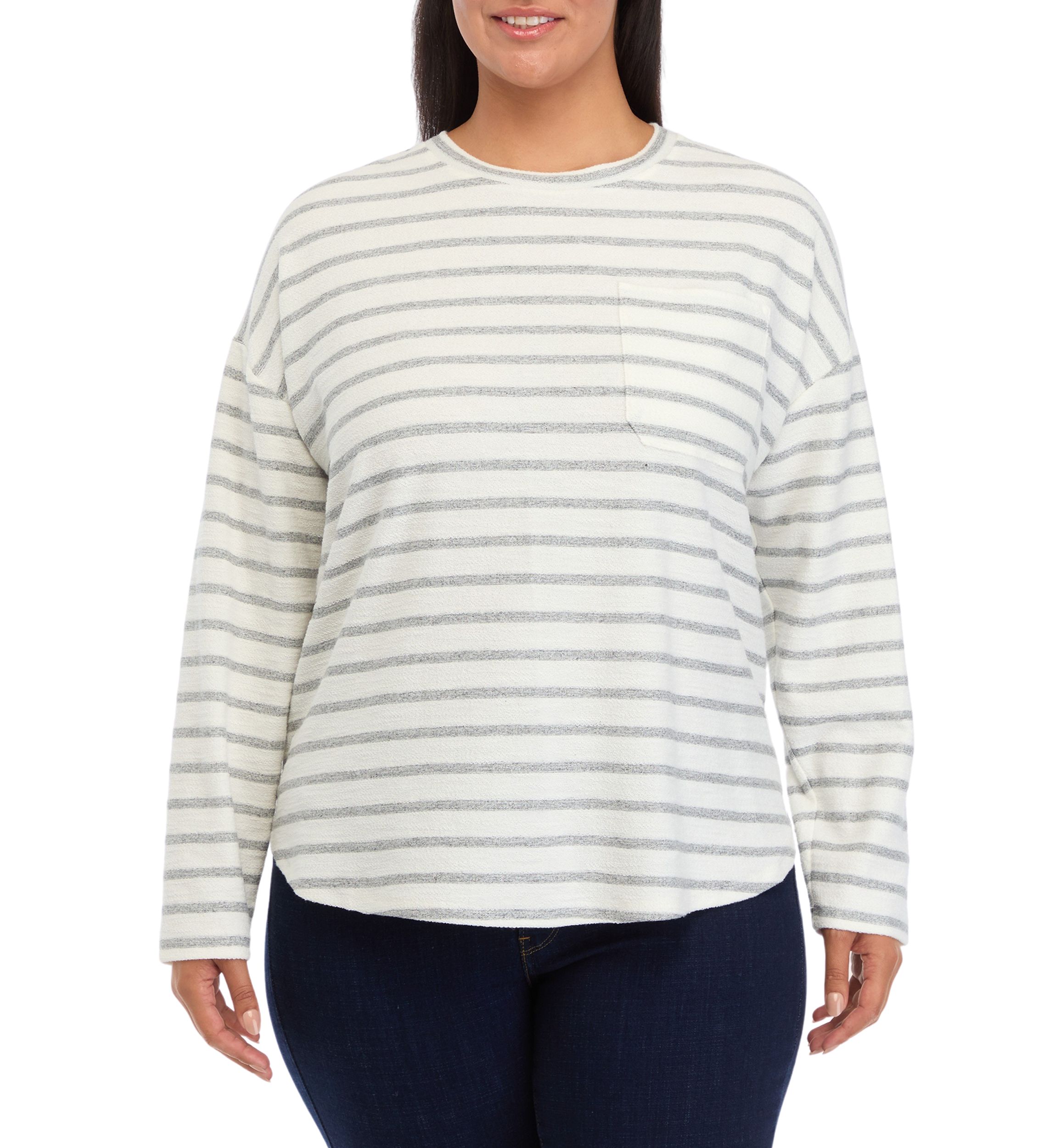Plus Size Drop Shoulder Striped Shirt 