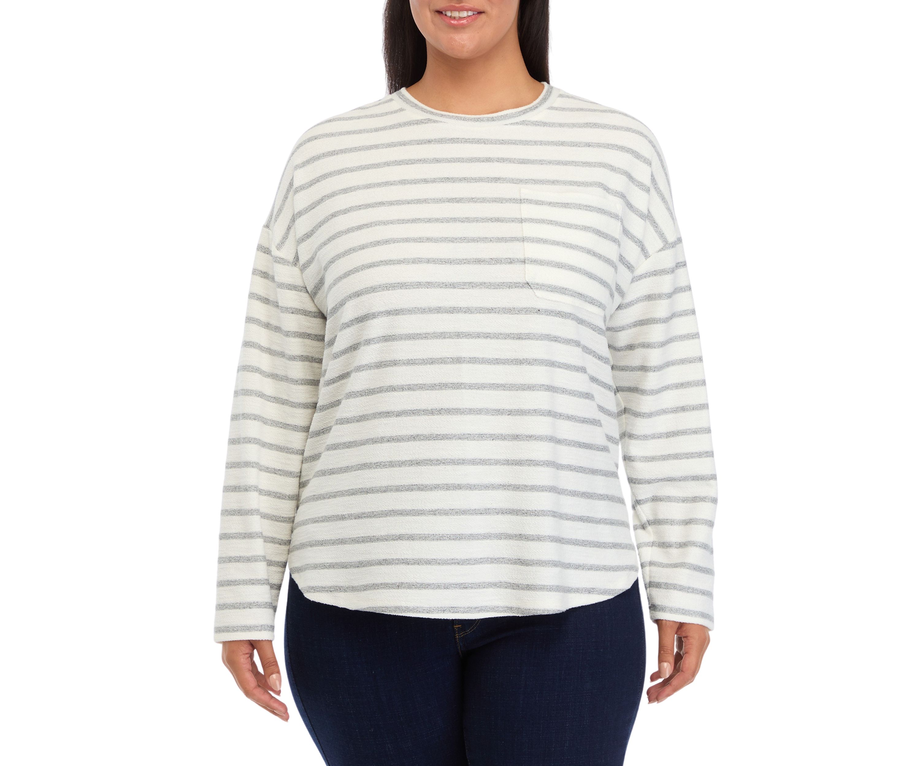 Plus Size Drop Shoulder Striped Shirt 
