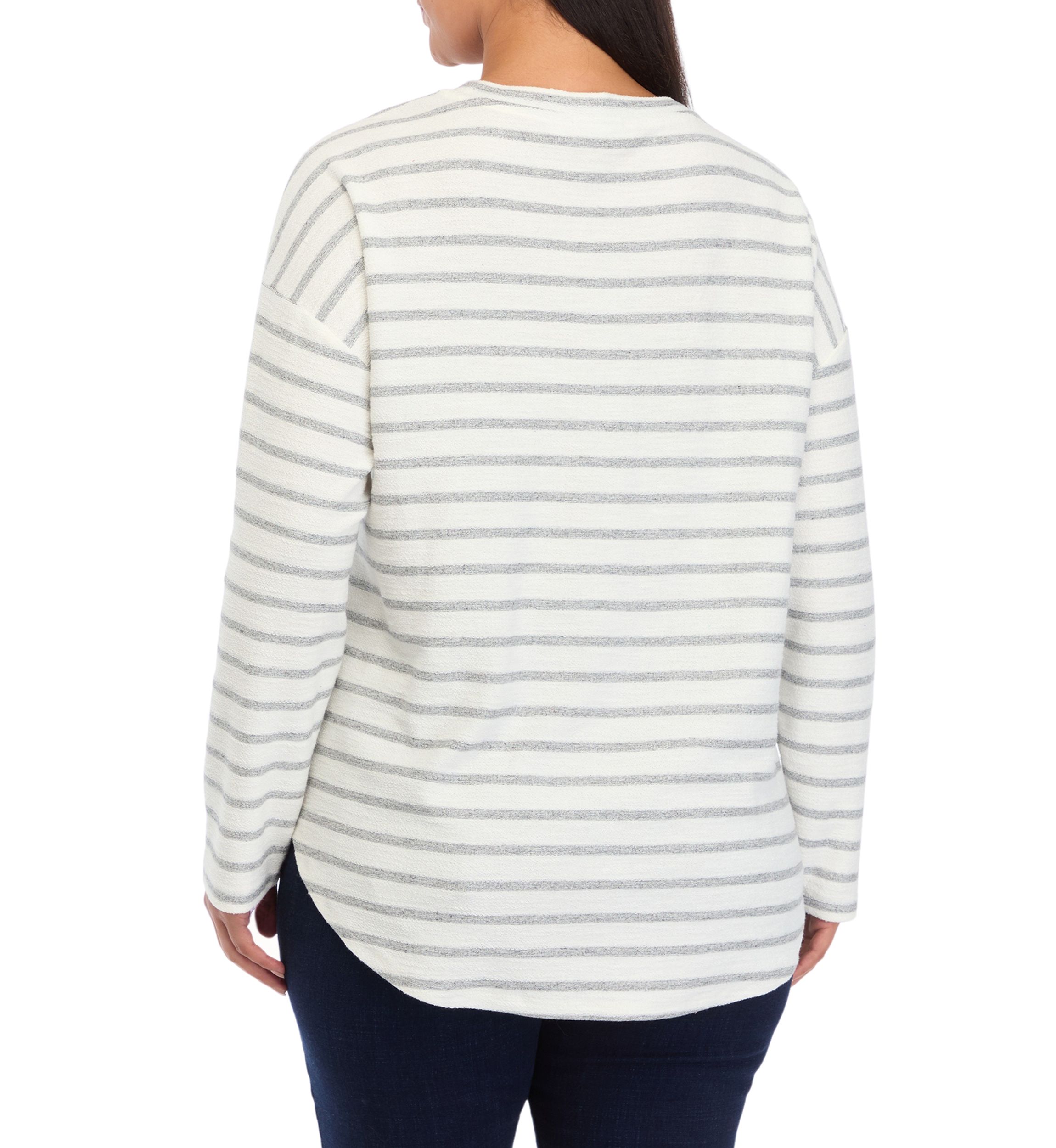 Plus Size Drop Shoulder Striped Shirt 