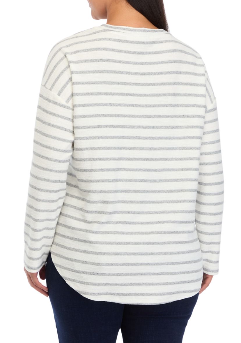 Plus Size Drop Shoulder Striped Shirt 