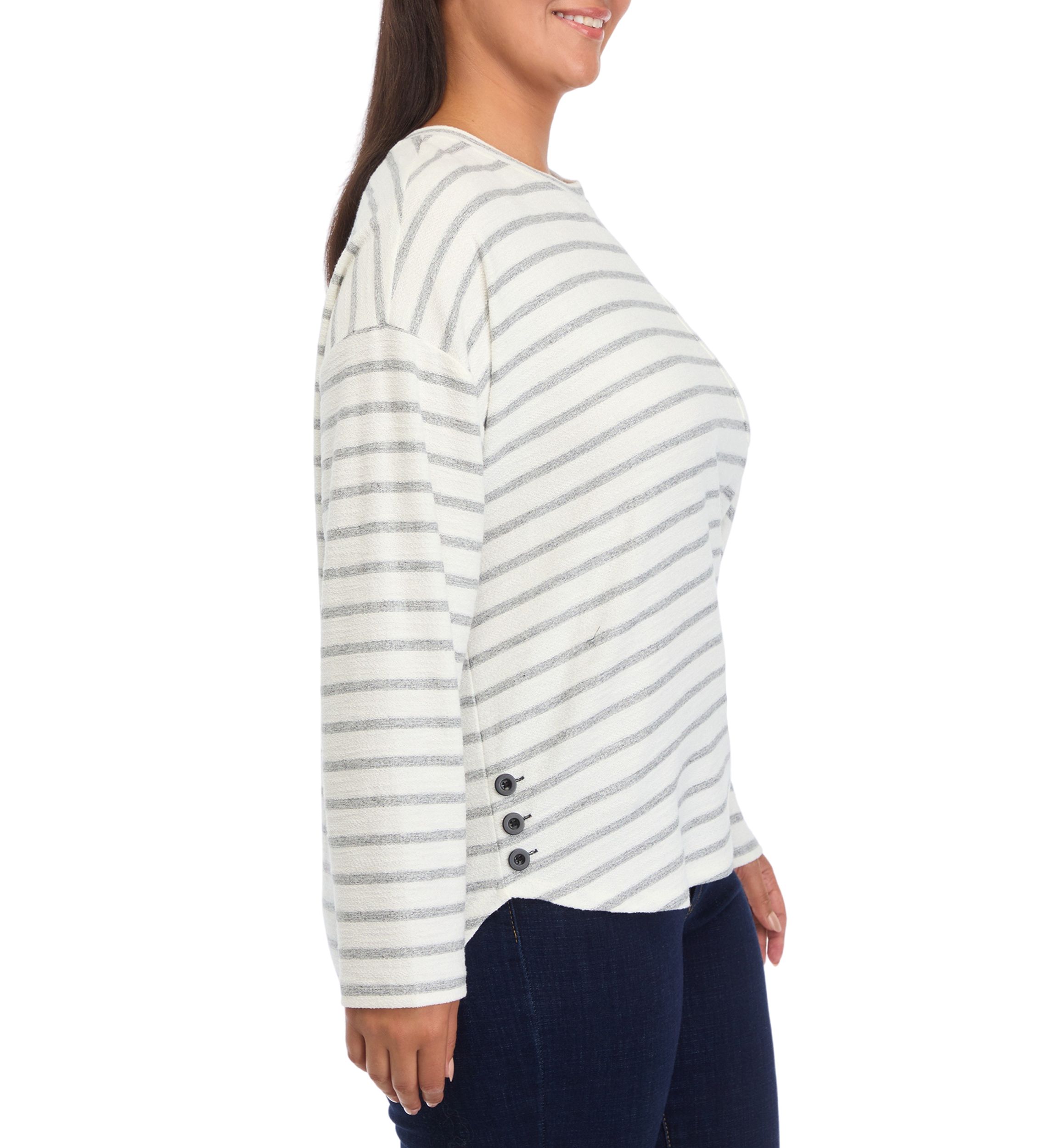 Plus Size Drop Shoulder Striped Shirt 