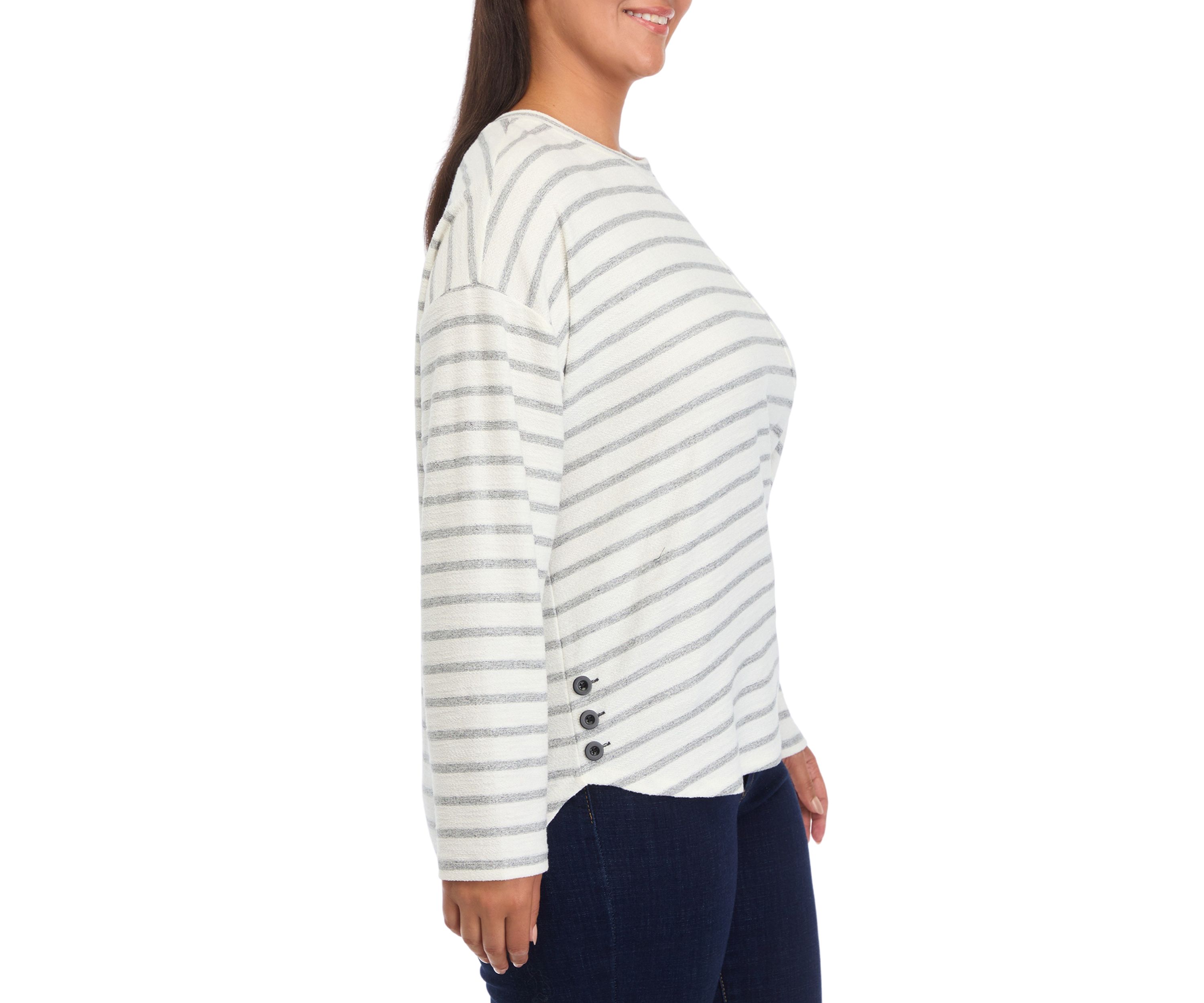 Plus Size Drop Shoulder Striped Shirt 
