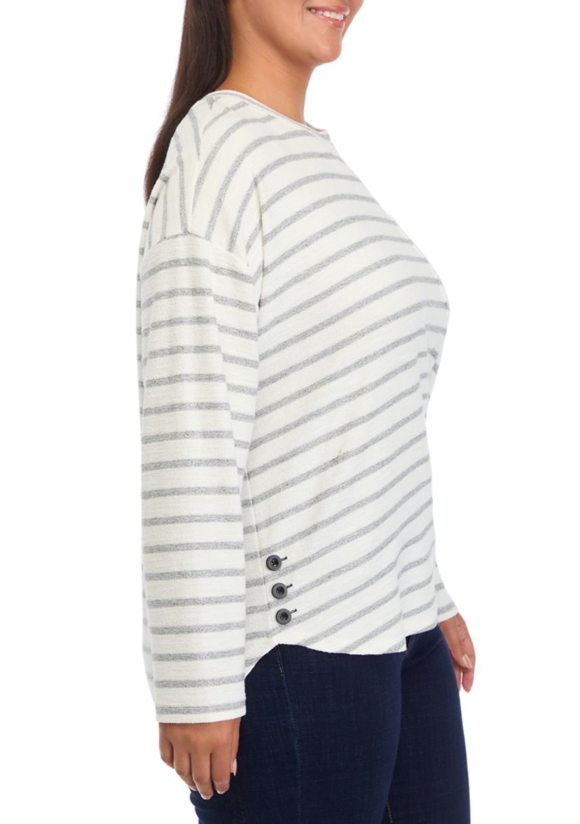 Plus Size Drop Shoulder Striped Shirt 