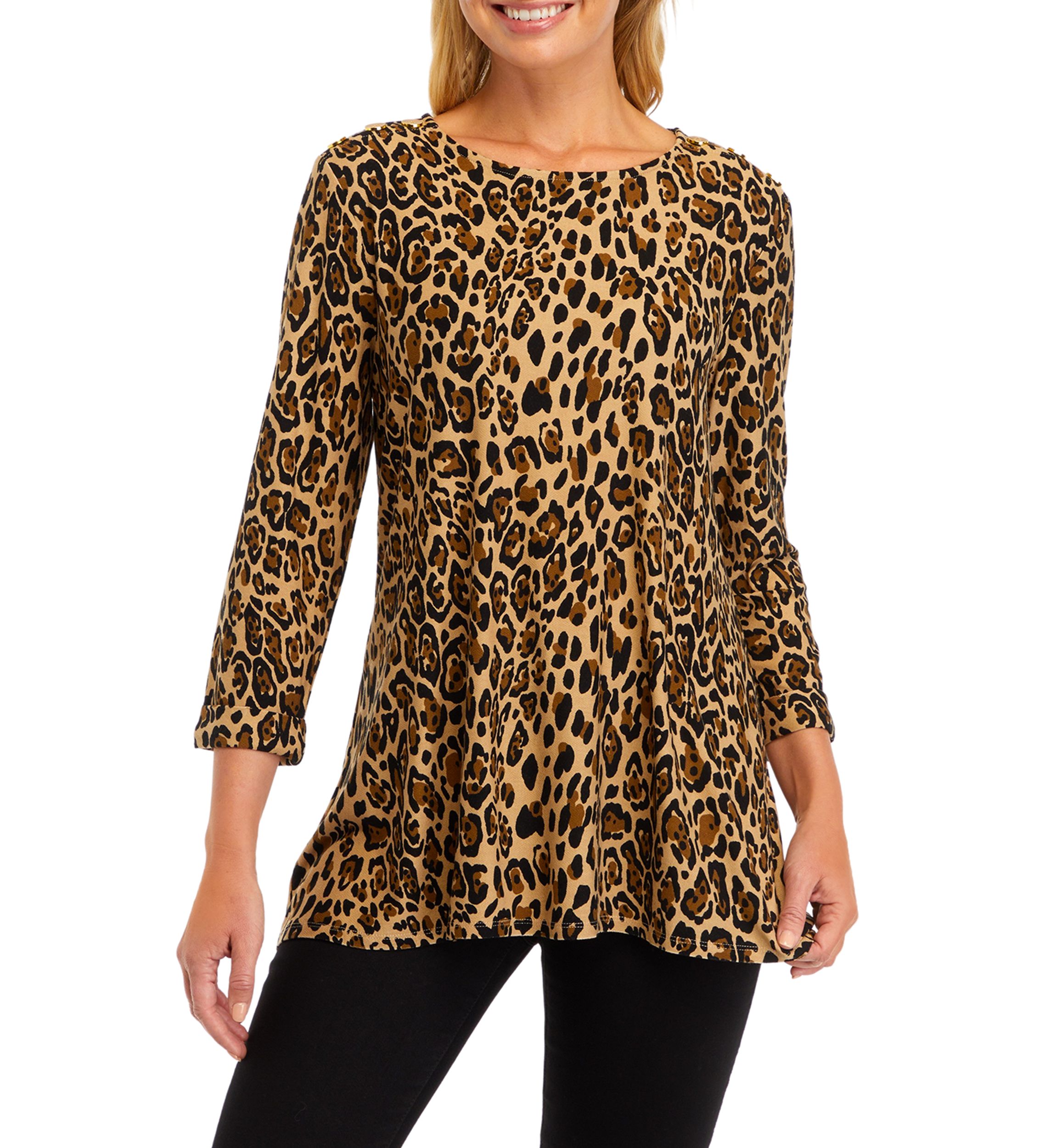 Womens Knit Printed Tunic Top