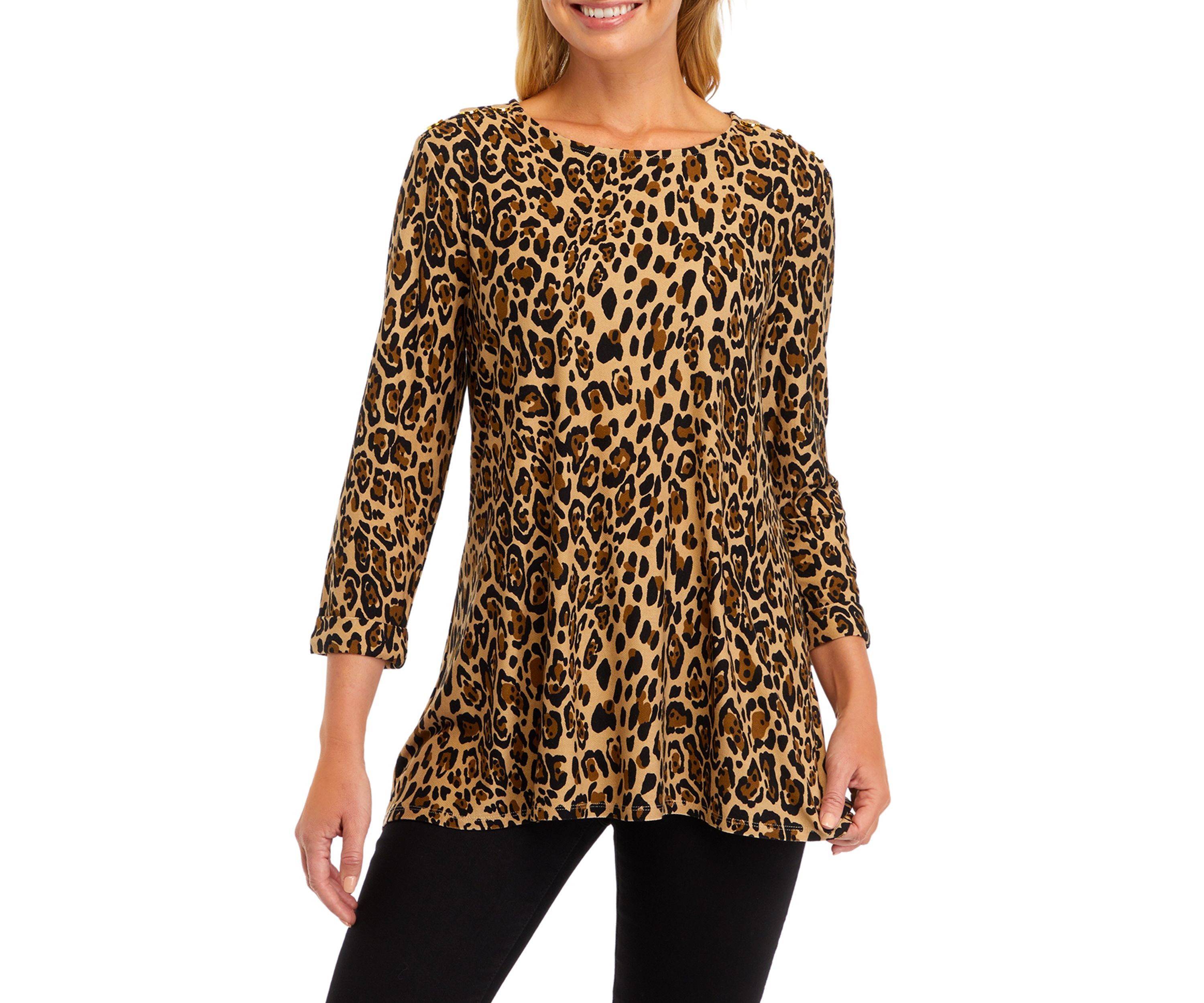 Womens Knit Printed Tunic Top