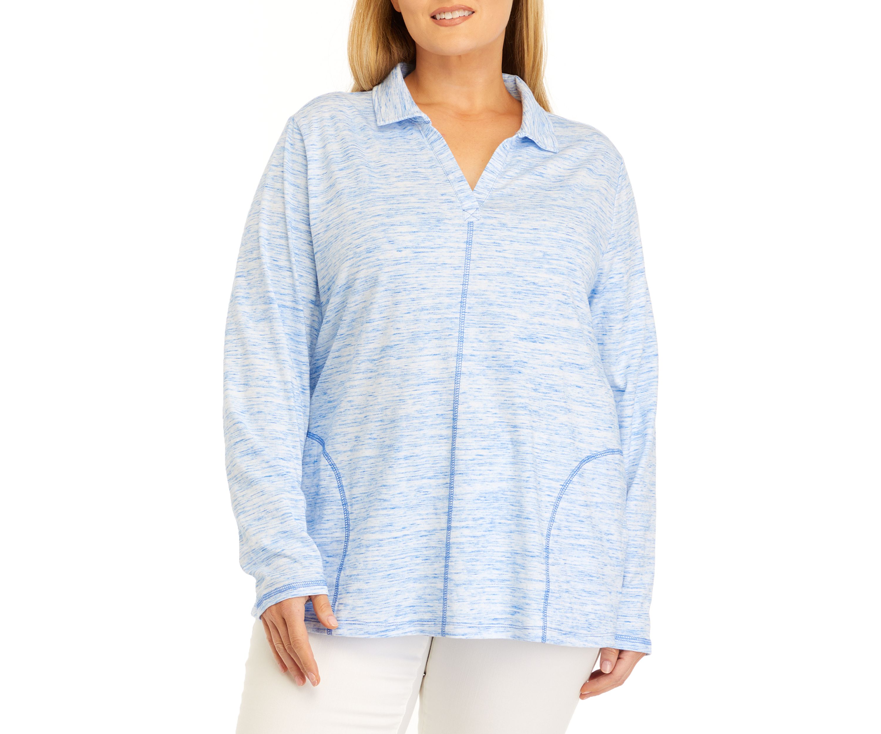 Plus Size Seam Detail Heather Pullover