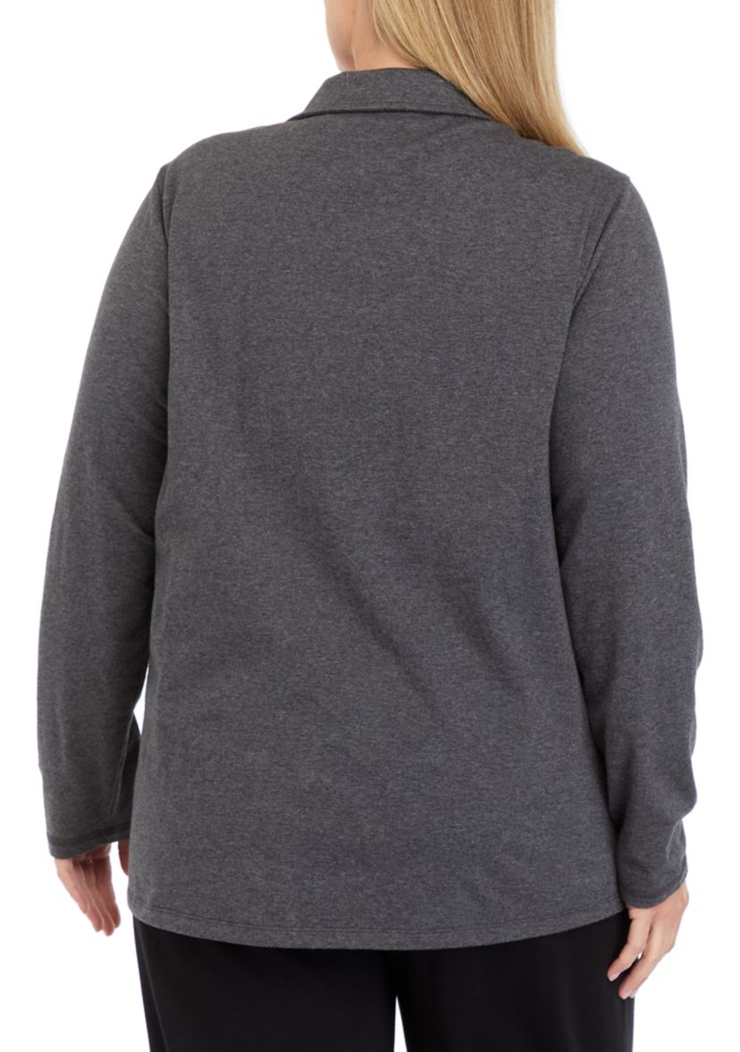 Plus Size Seam Detail Heather Pullover 