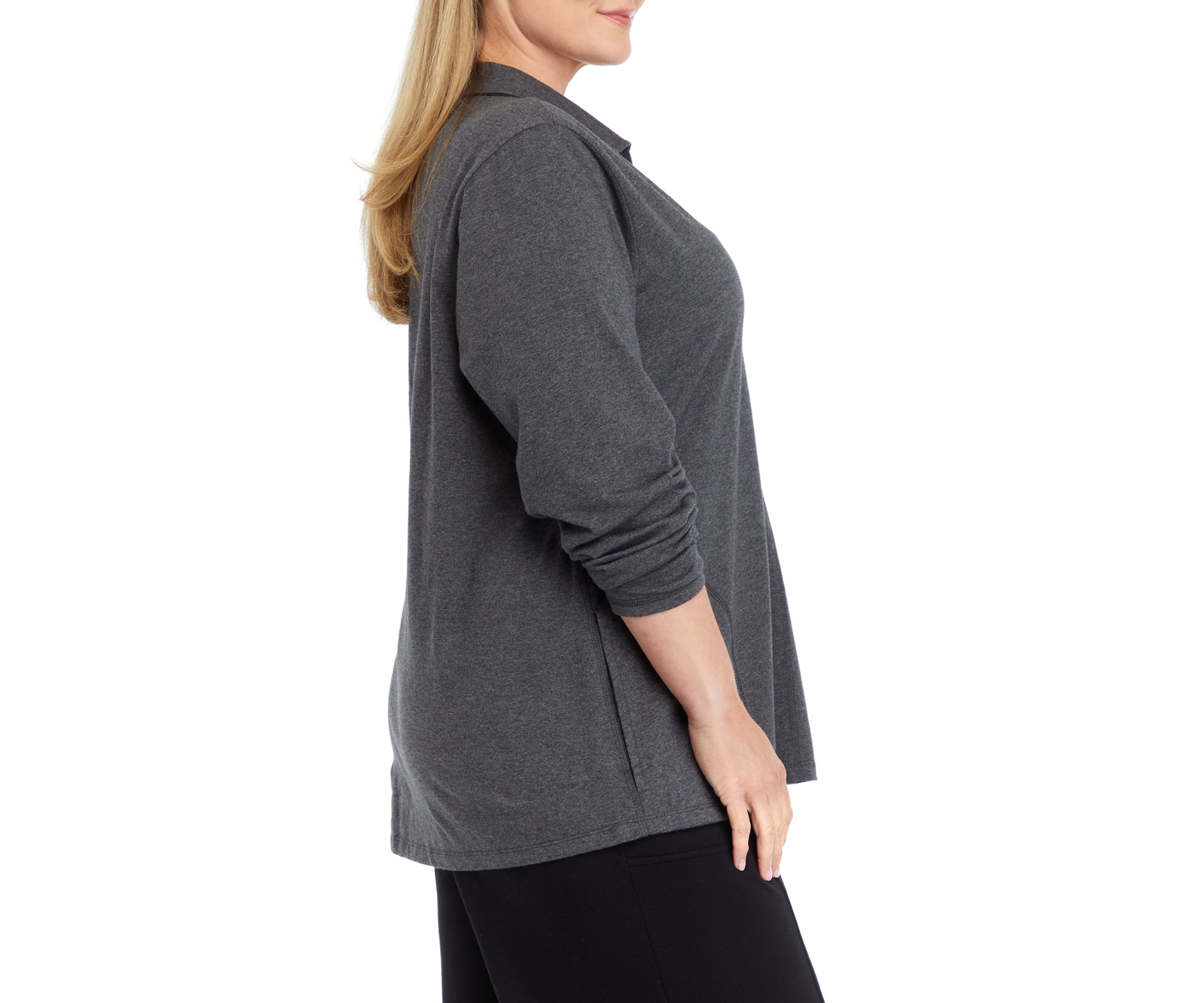 Plus Size Seam Detail Heather Pullover 
